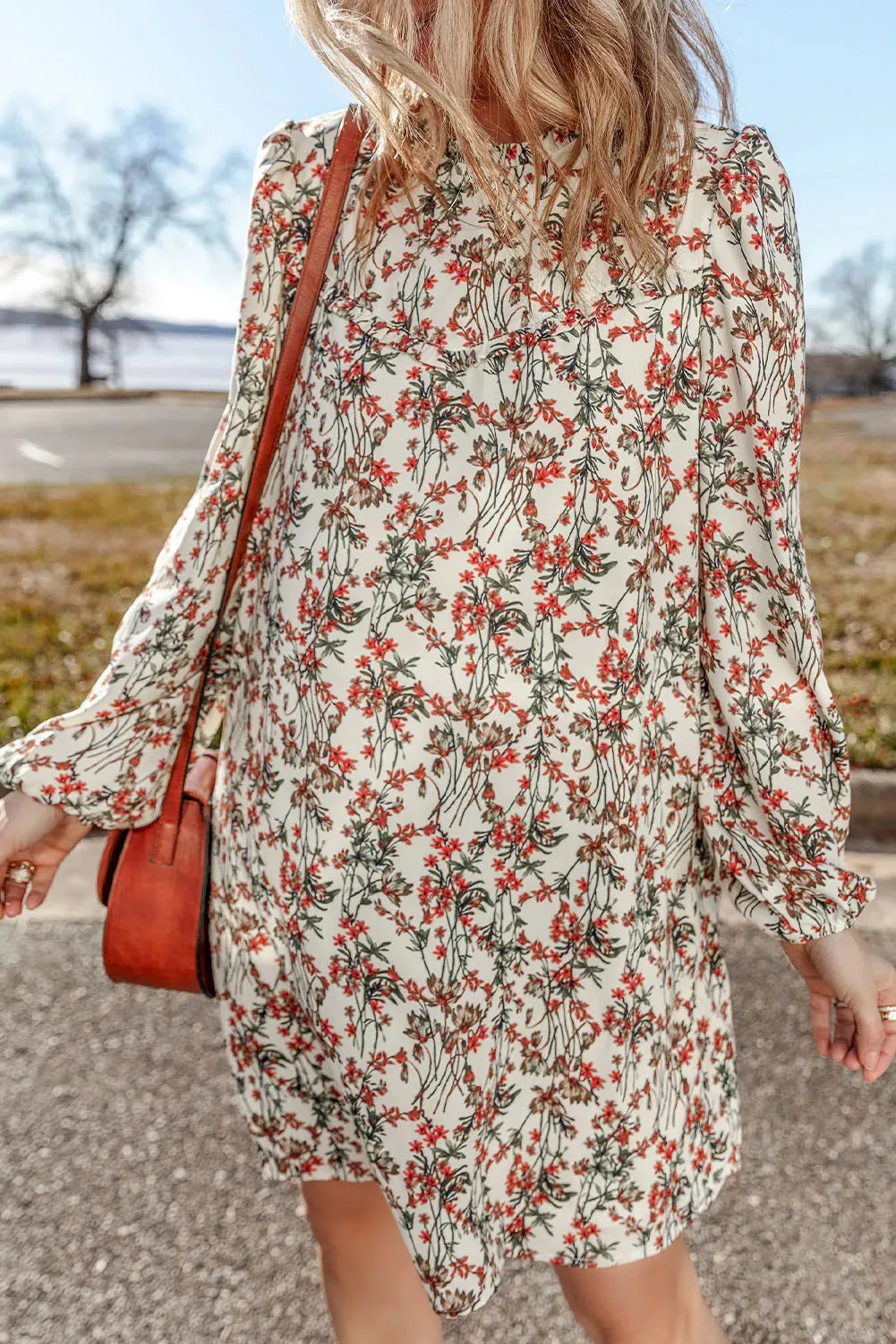 🌺 Floral Round Neck Long Sleeve Mini Dress 🌺