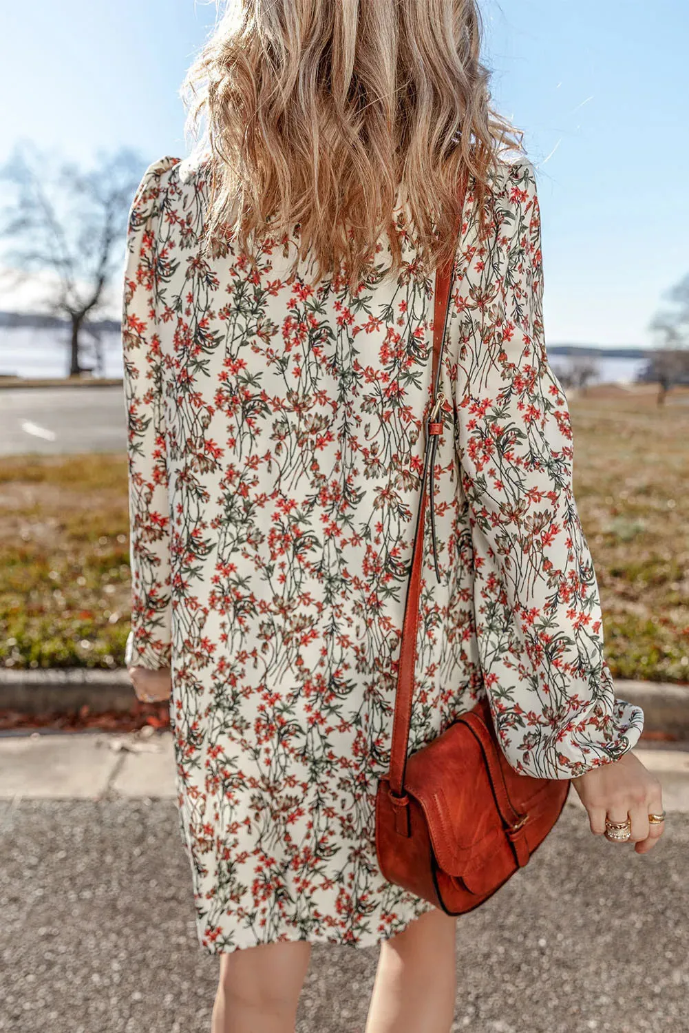 🌺 Floral Round Neck Long Sleeve Mini Dress 🌺