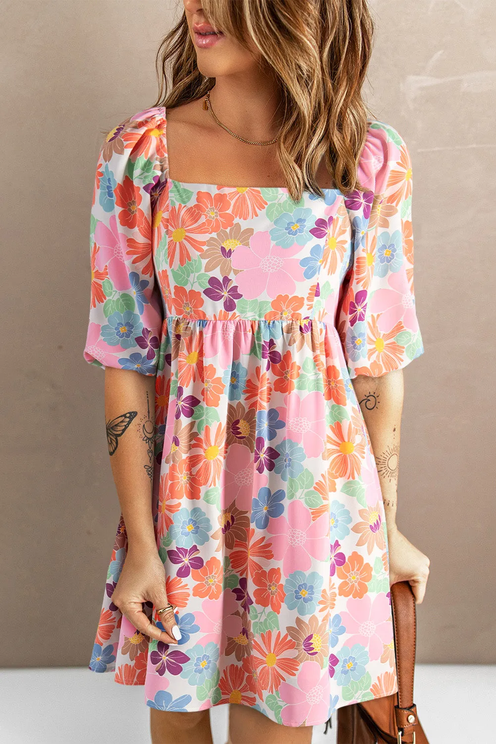 🌼 Printed Half Sleeve Mini Dress 🌼