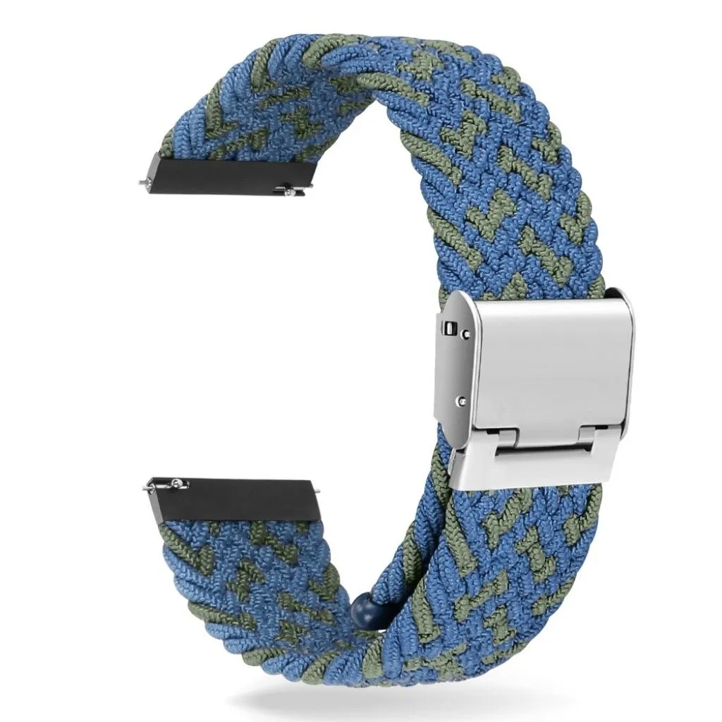 22mm Universal elastic nylon watch strap - Blue / Green Band