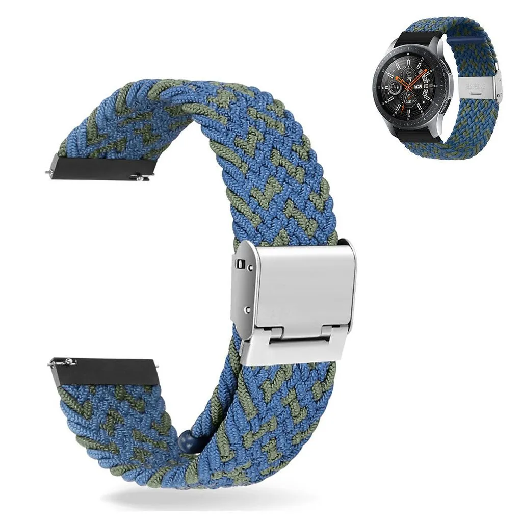 22mm Universal elastic nylon watch strap - Blue / Green Band