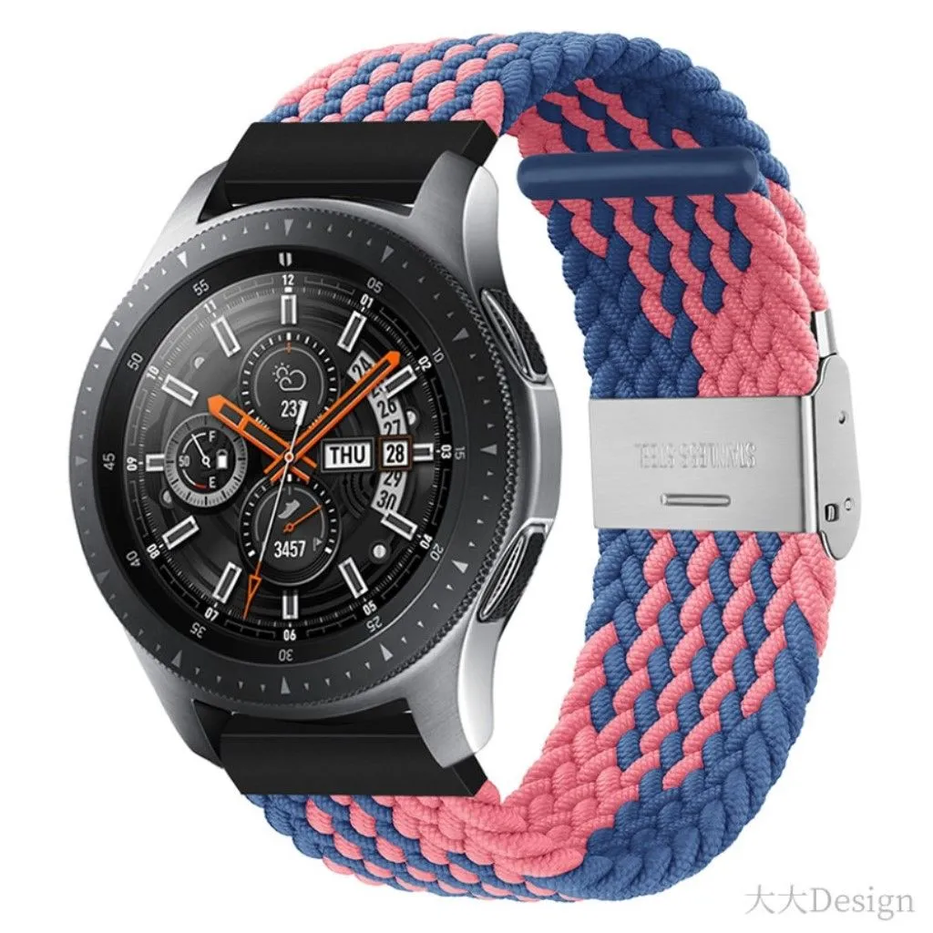 22mm Universal elastic nylon watch strap - Blue / Pink