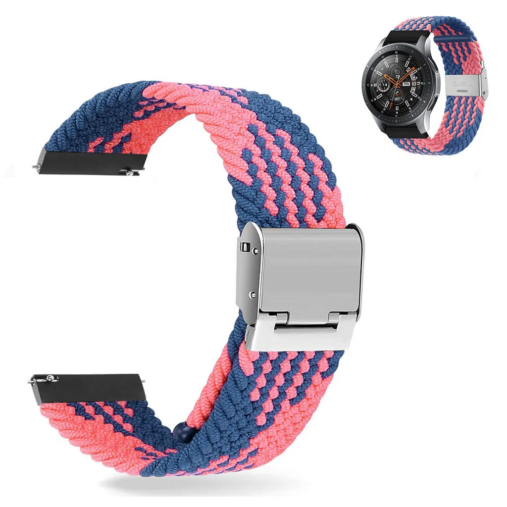 22mm Universal elastic nylon watch strap - Blue / Pink