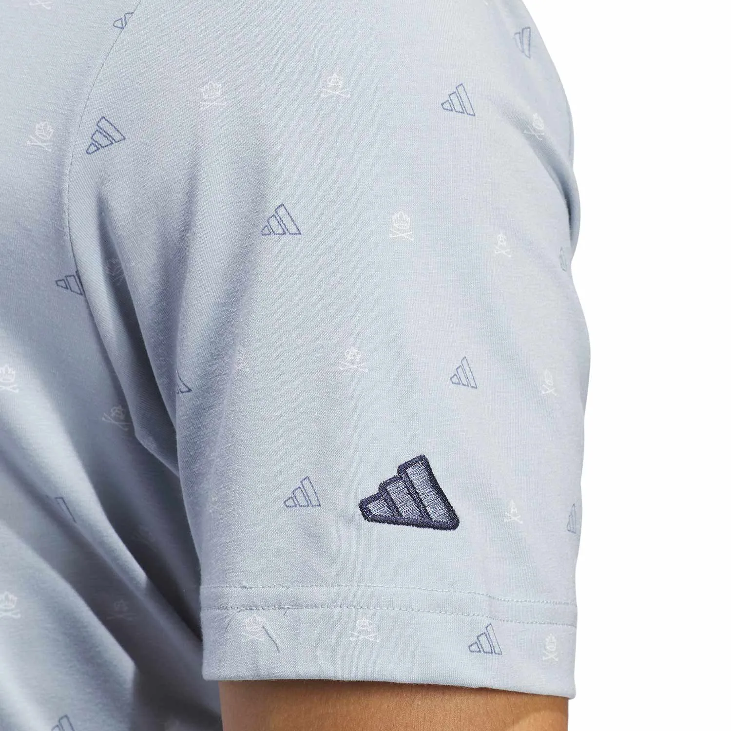 adidas Golf Mini Crest Go-To Print Polo - Light Grey