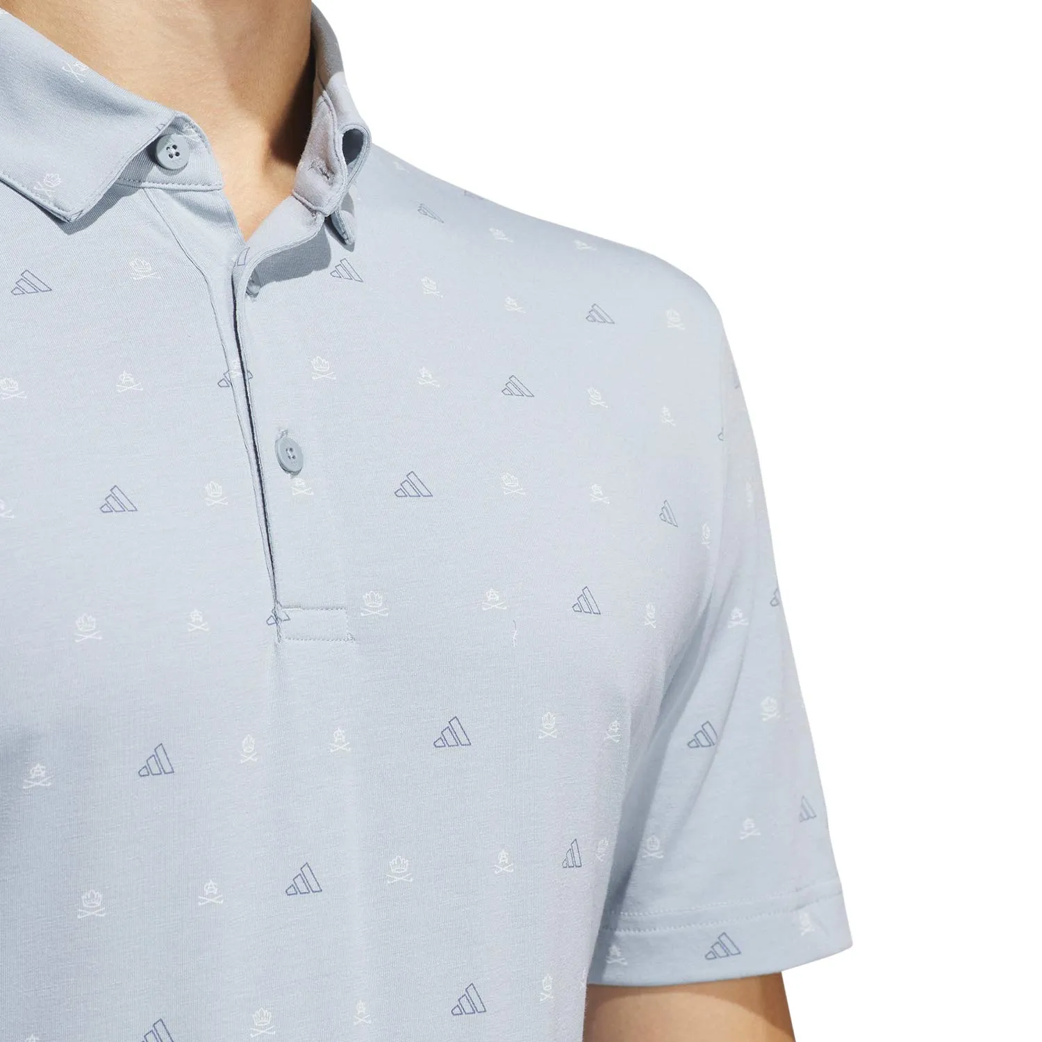 adidas Golf Mini Crest Go-To Print Polo - Light Grey