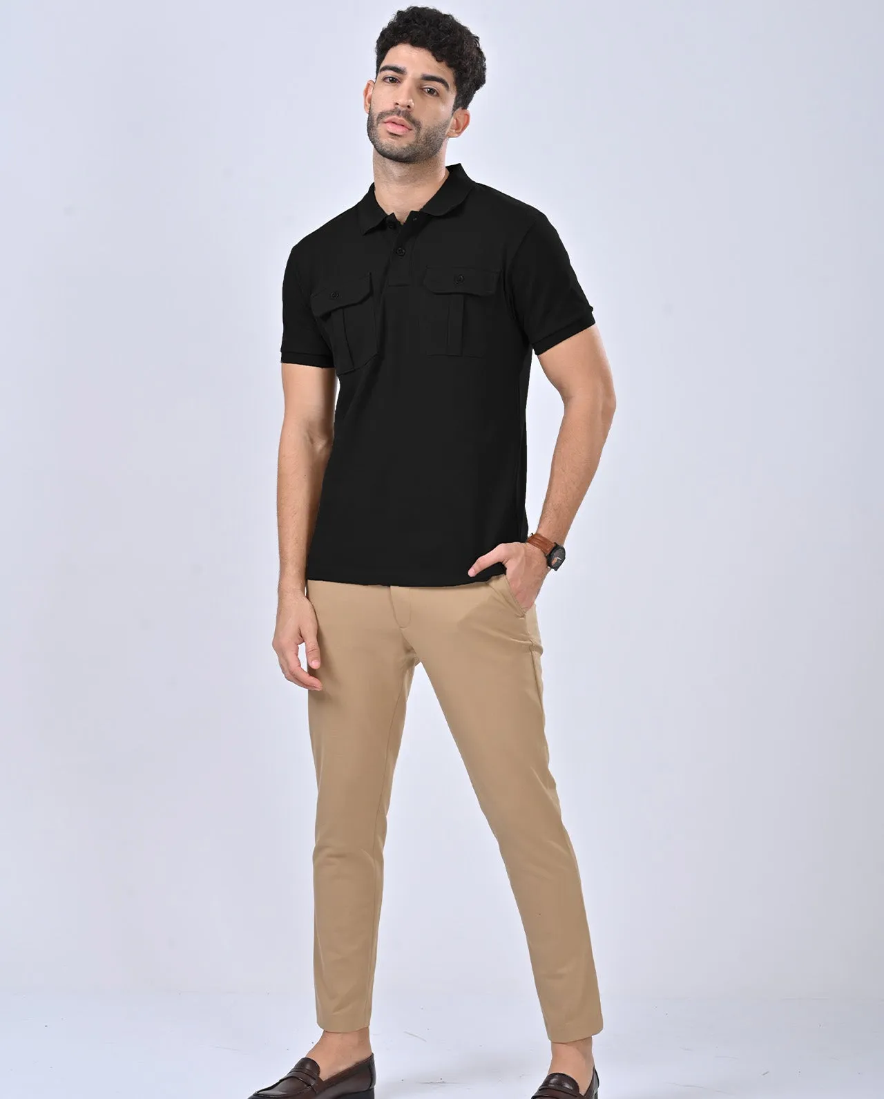 Aero Cargo Black Polo T-Shirt