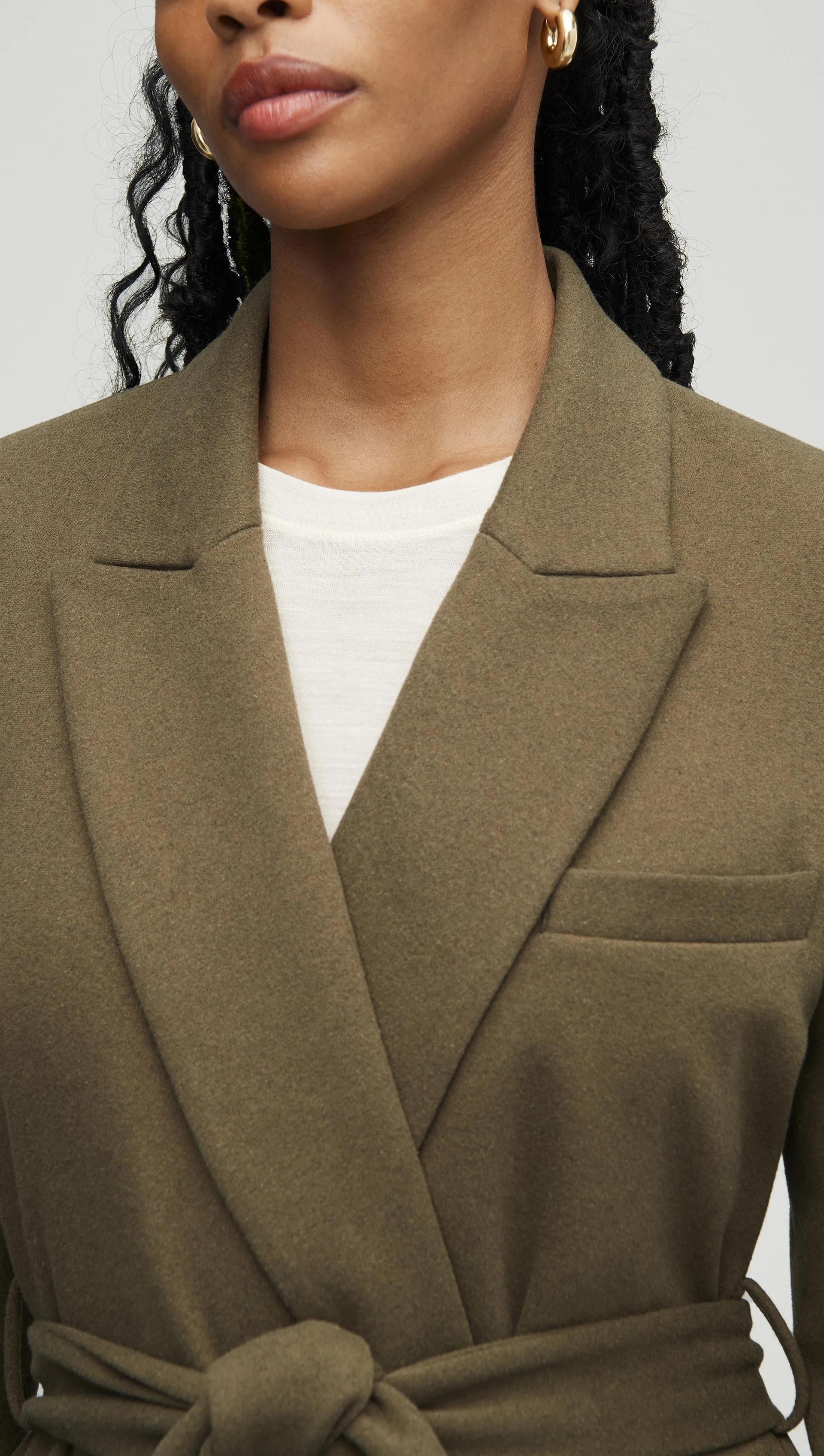 Belted Blazer in Cozy Jersey | Olive