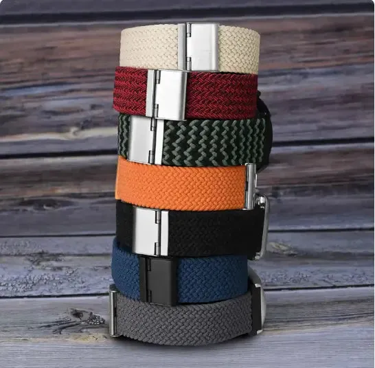 Black Green Braided Watch Band