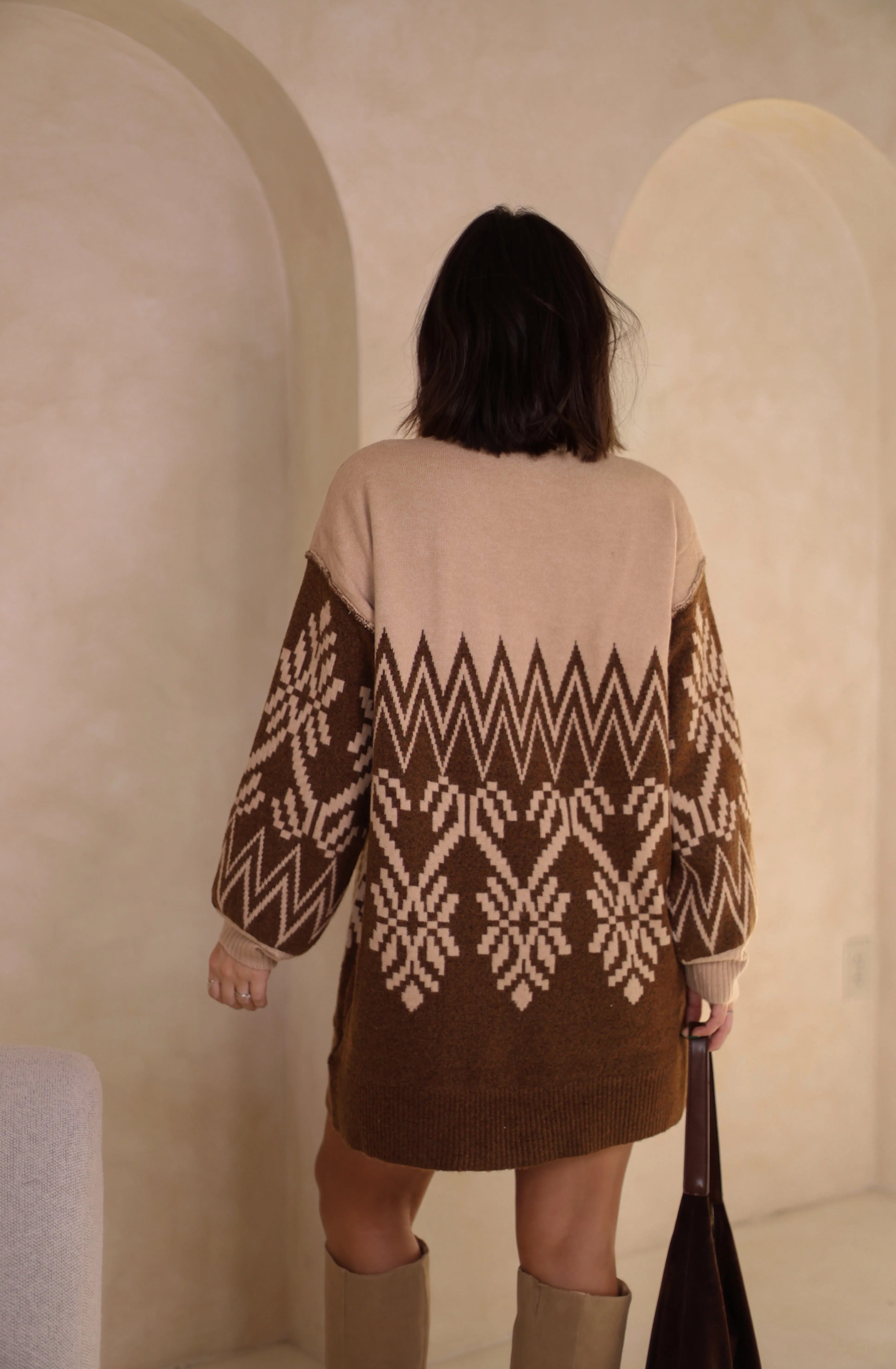 Brown Alpine Sweater Dress