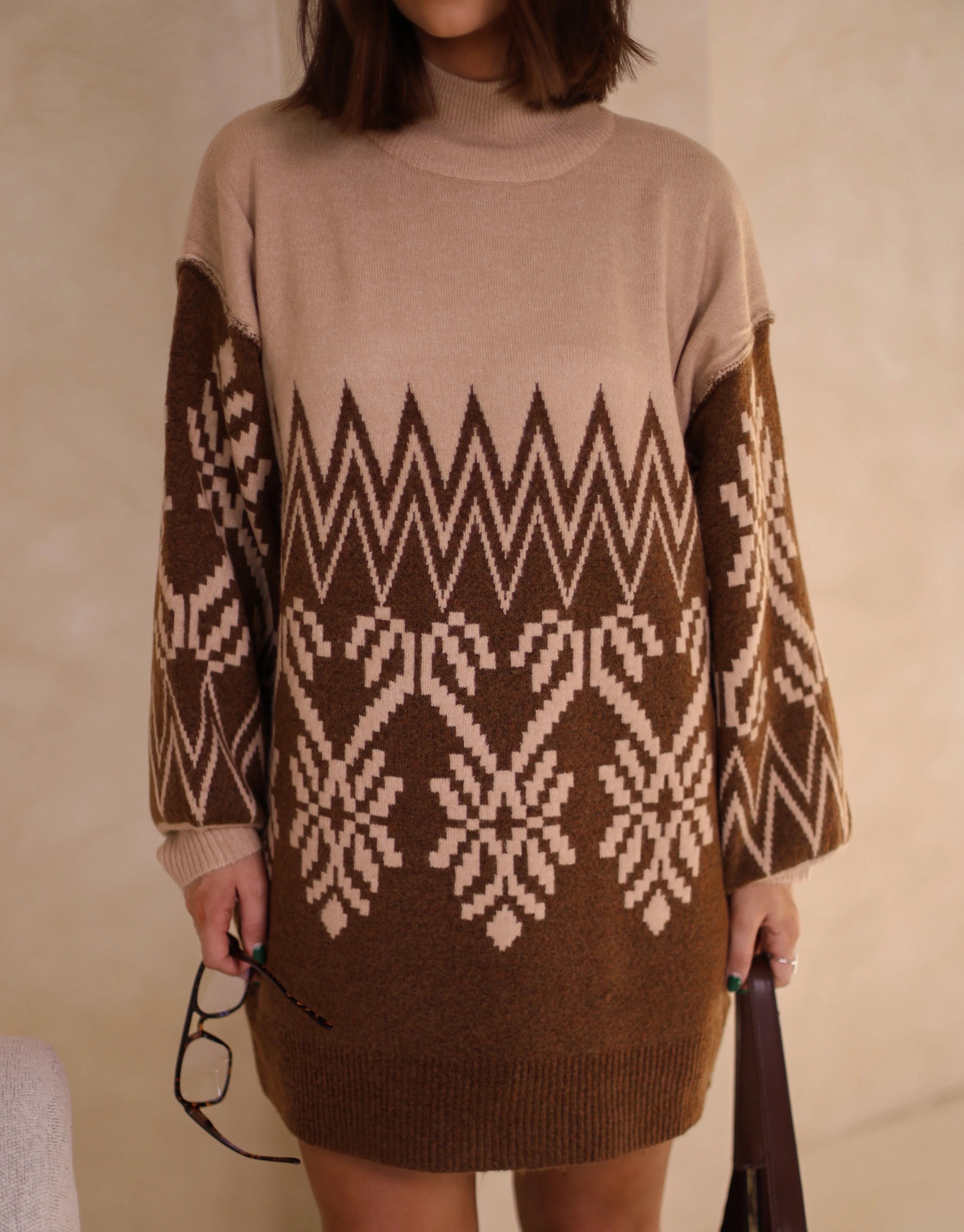 Brown Alpine Sweater Dress