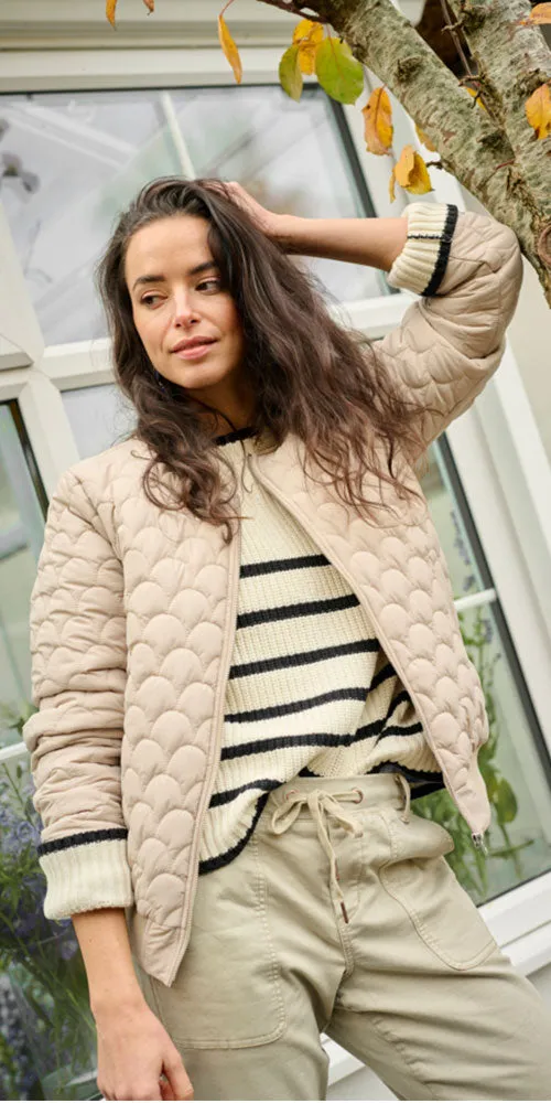 Cream Quilted Bomber