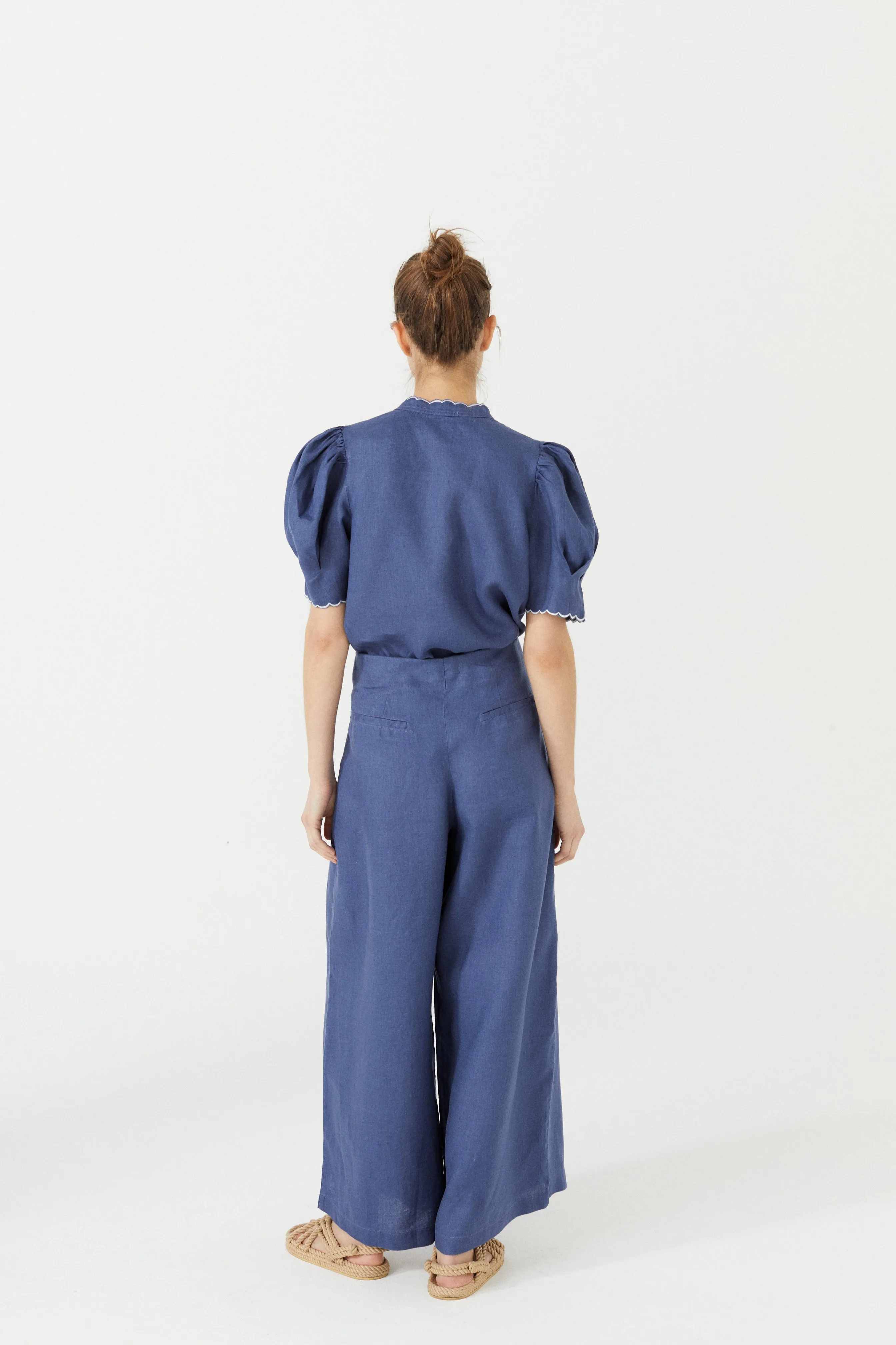 Culotte Linen Pants - Deep Blue