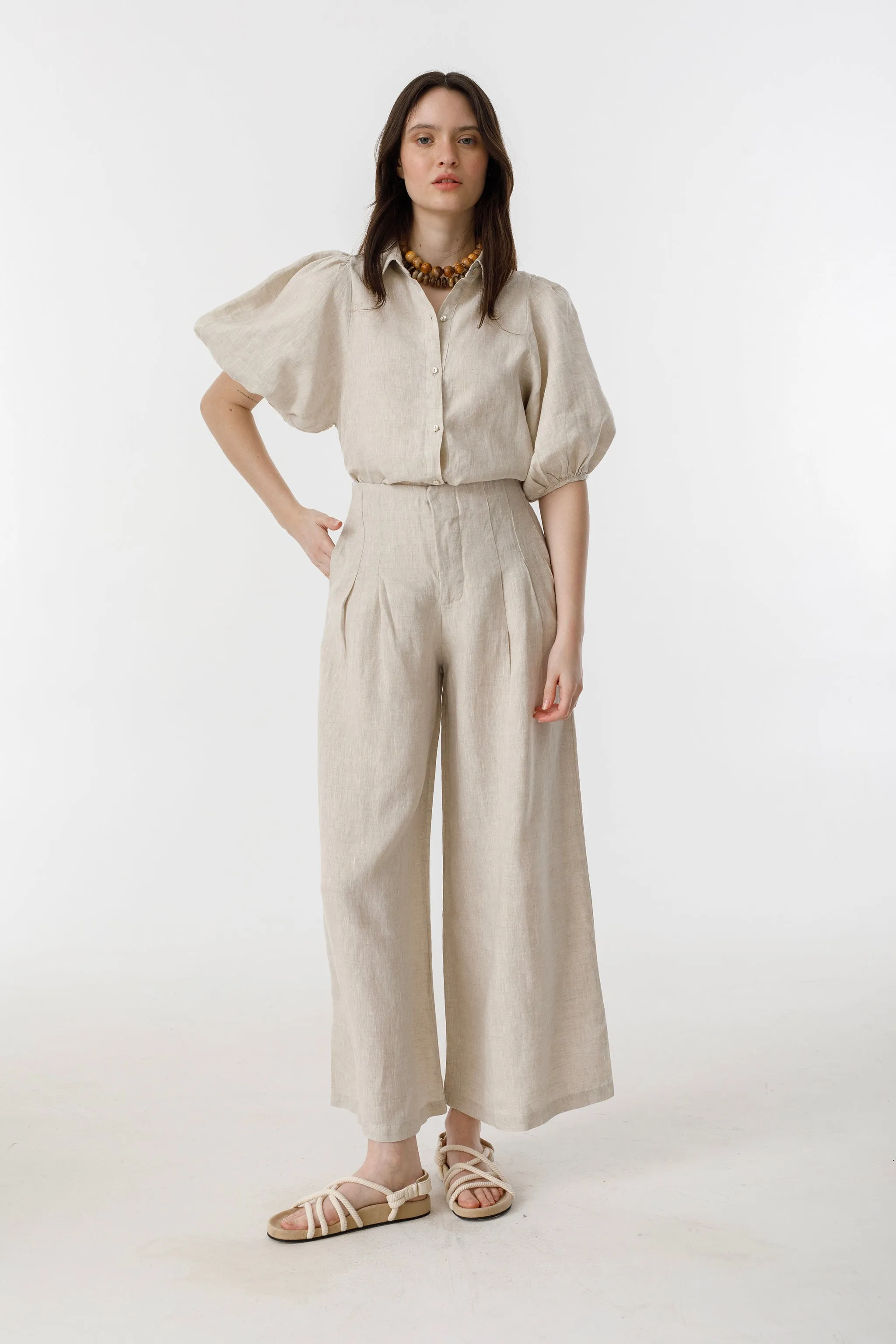 Culotte Linen Pants - Natural