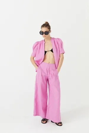 Culotte Linen Pants - Petunia Pink