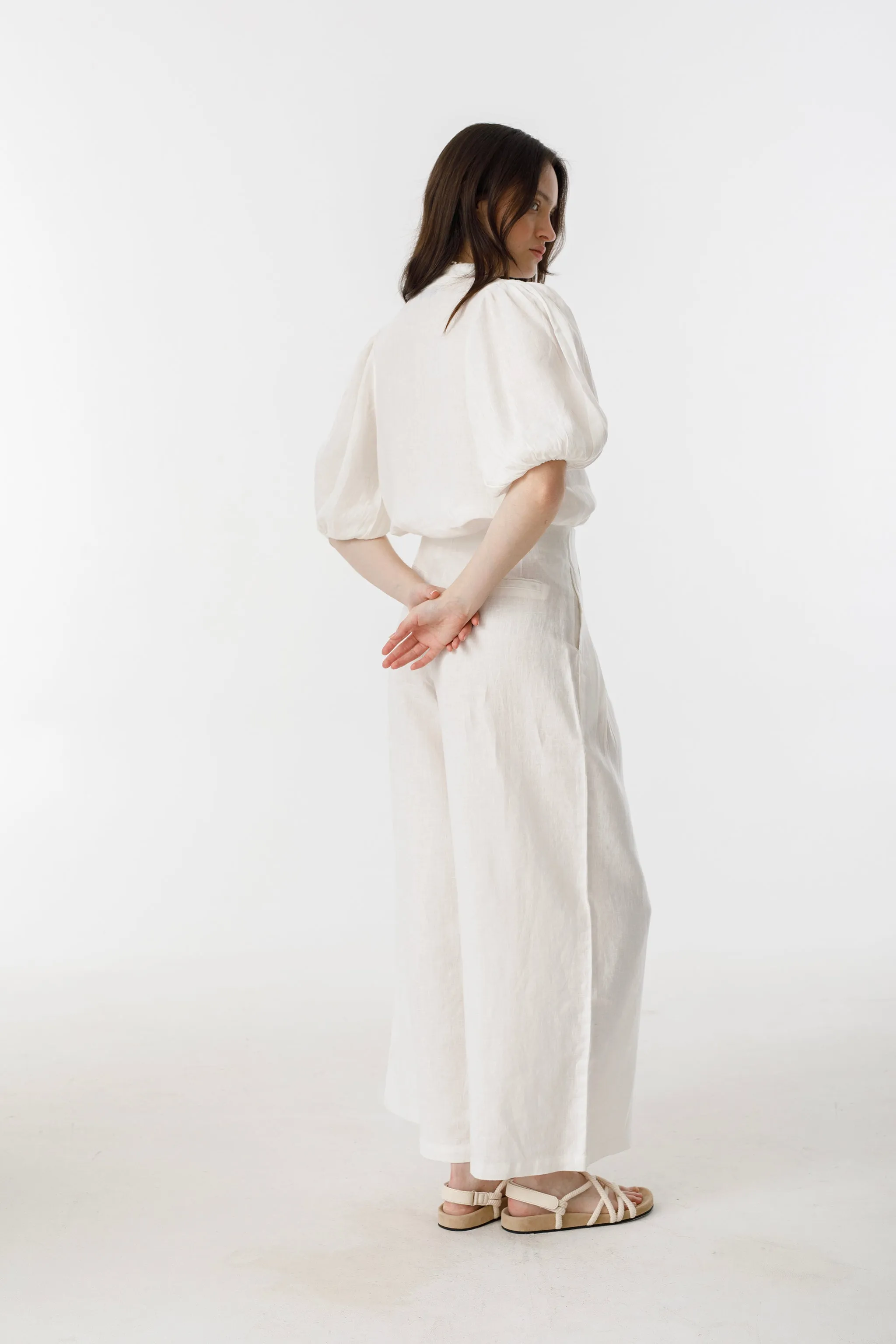 Culotte Linen Pants - White