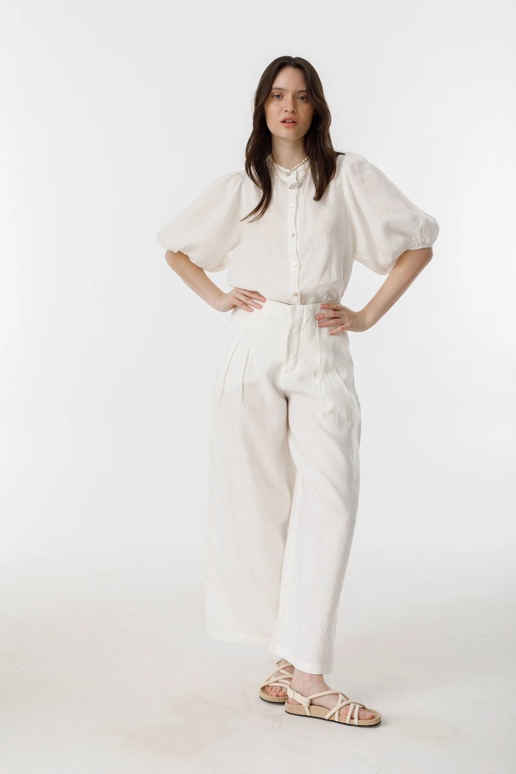 Culotte Linen Pants - White