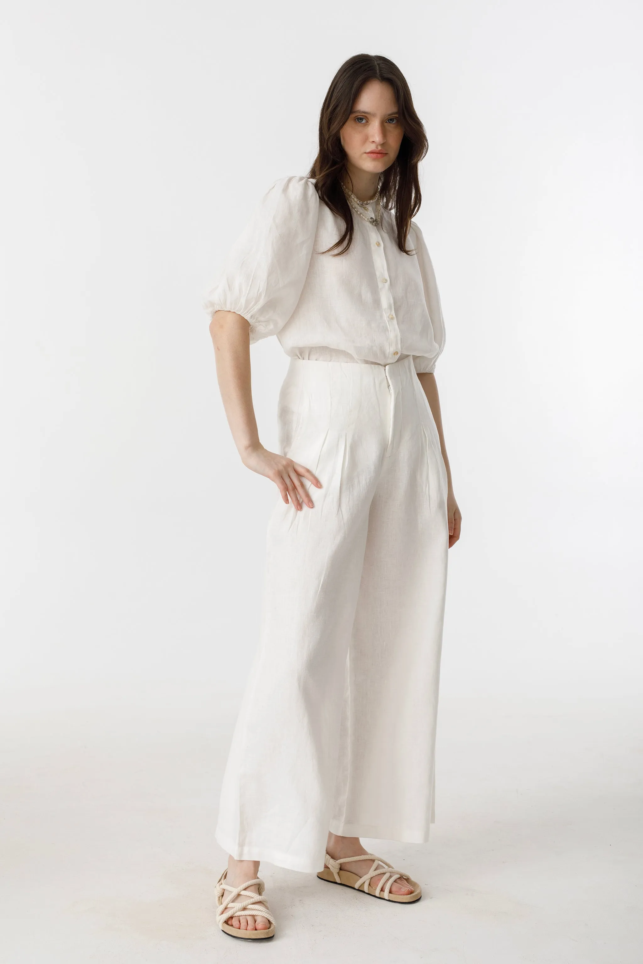 Culotte Linen Pants - White