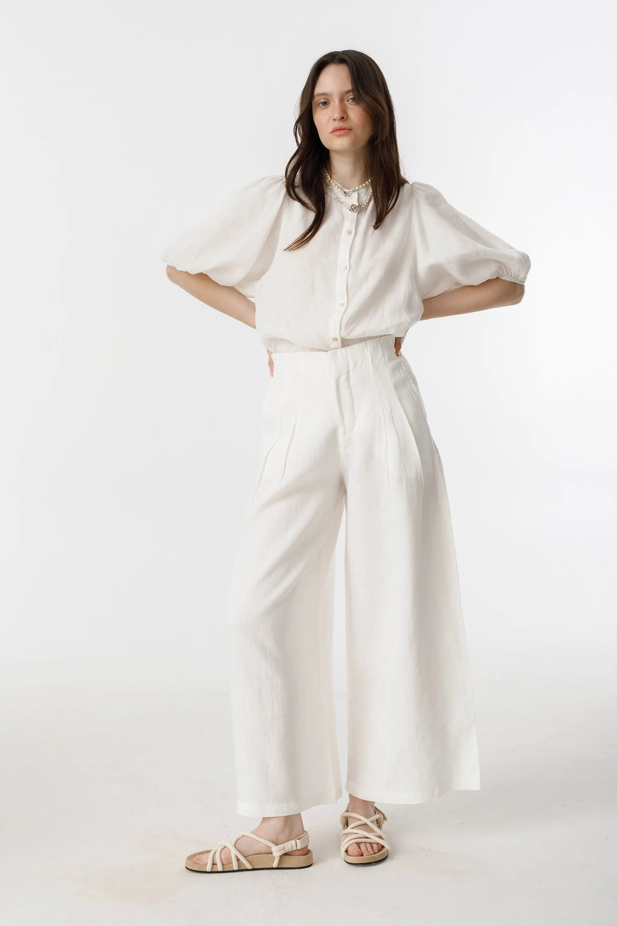 Culotte Linen Pants - White