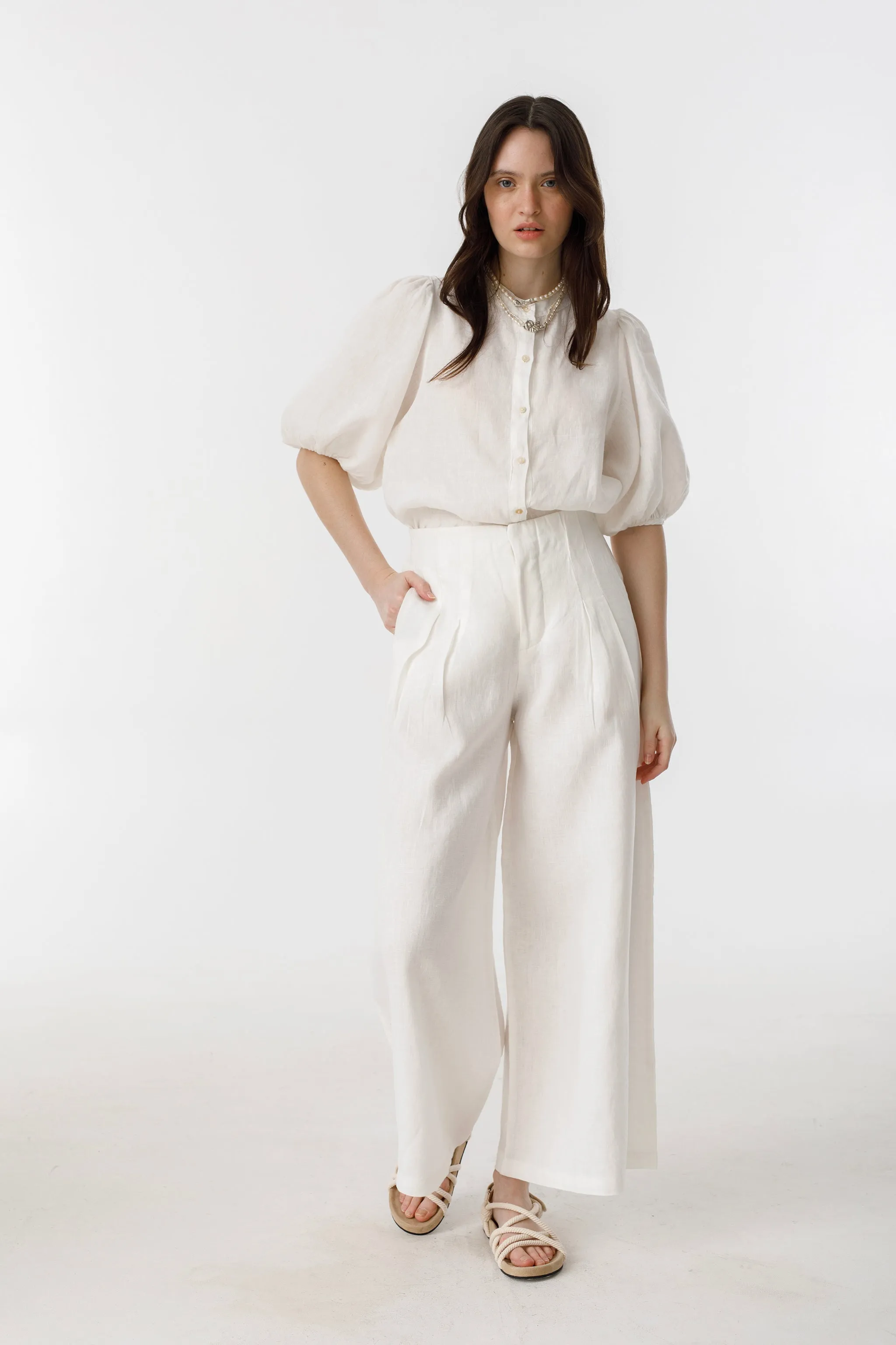 Culotte Linen Pants - White