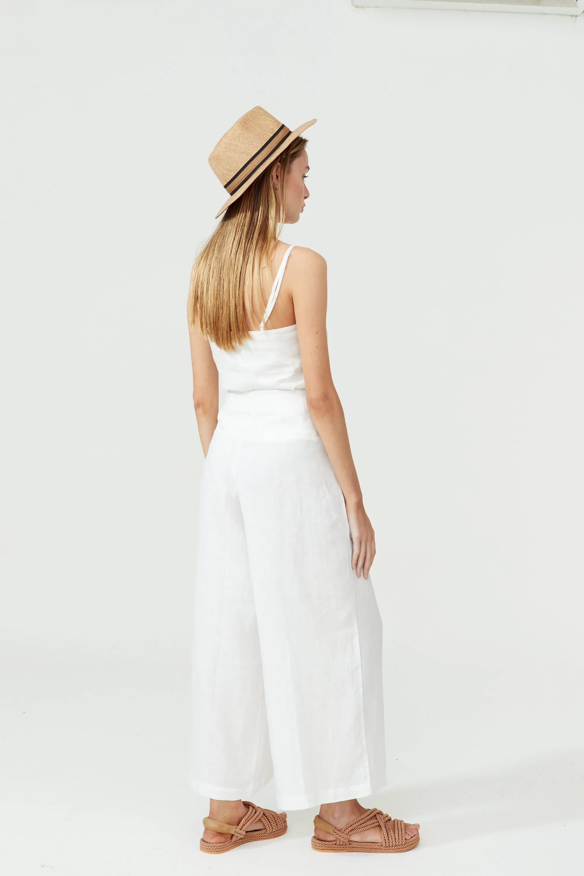 Culotte Linen Pants - White