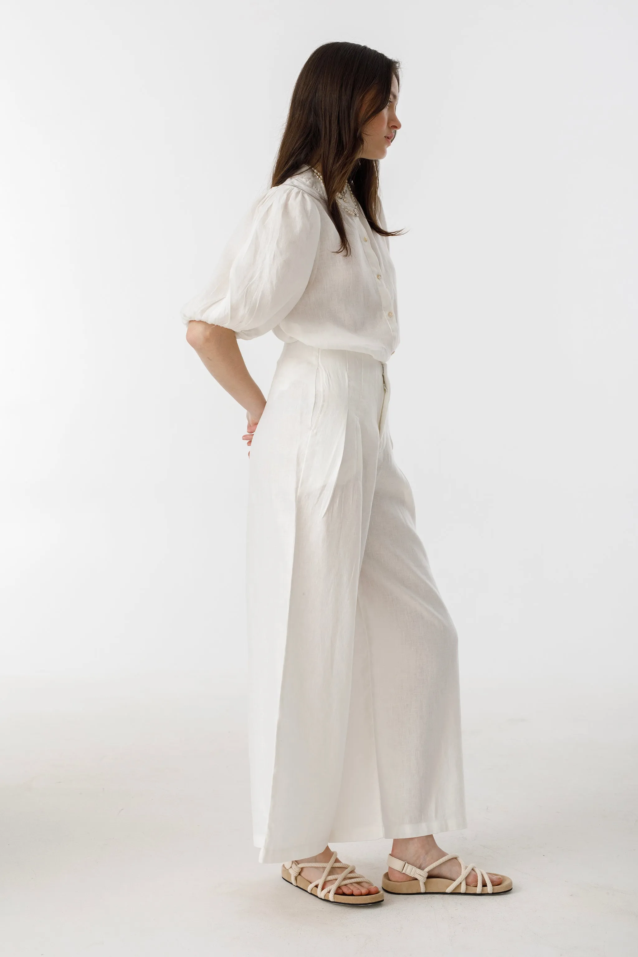 Culotte Linen Pants - White