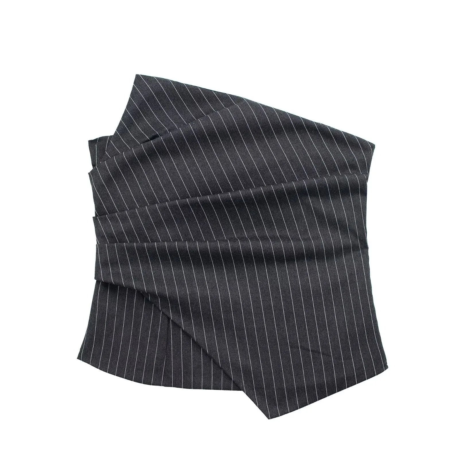 Diagonal Neck Pinstripe Tight Pleated Corset Top