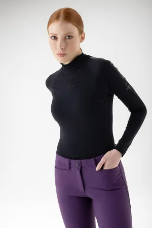 Equiline - Crasem Women's Seamless Functional LS Polo - Black - FW24