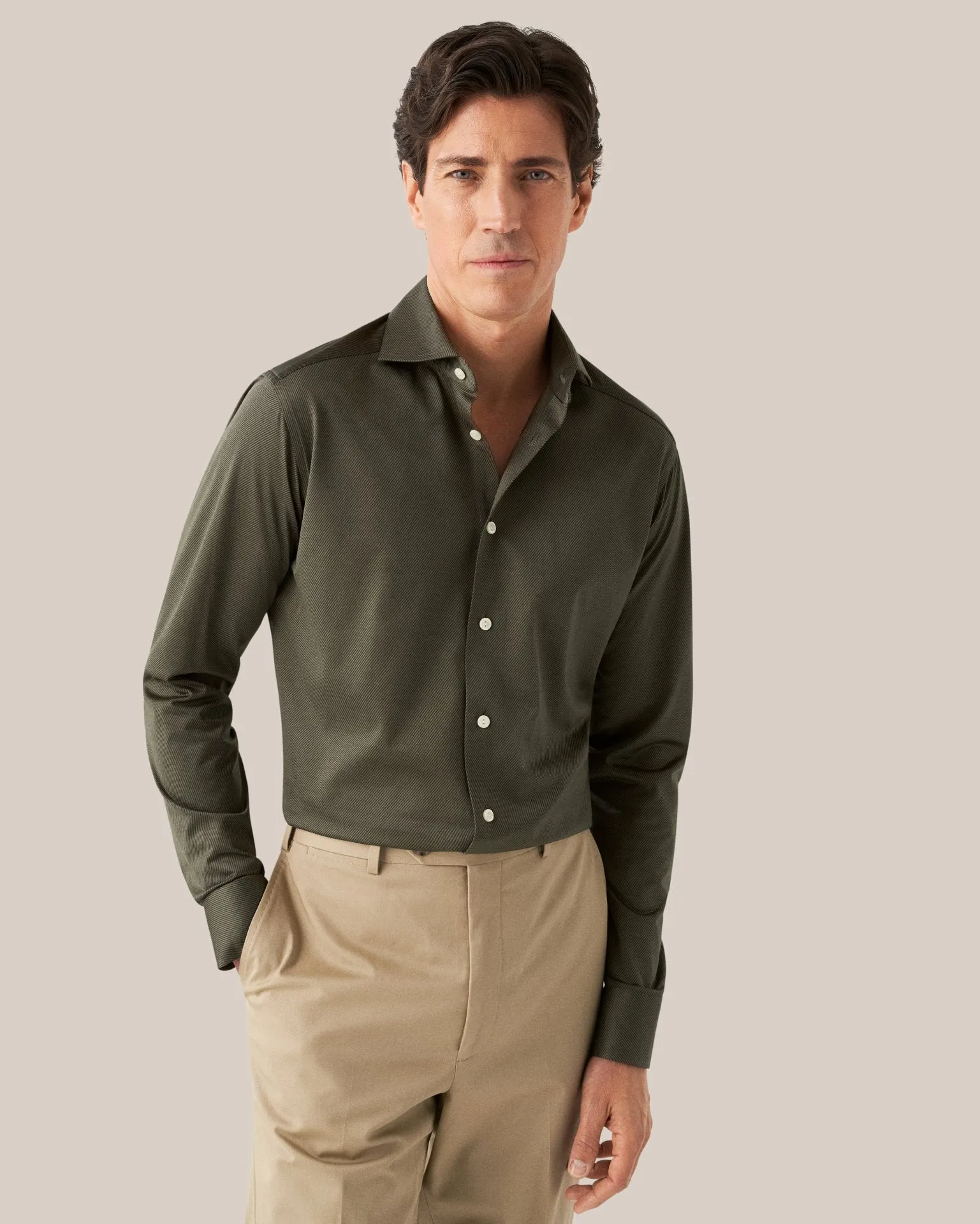 Eton King Knit Shirt - Dark Green