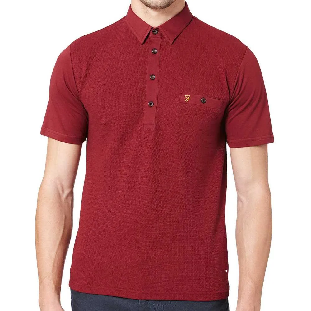 Farah Lester Short Sleeve Polo Shirt - Burgundy