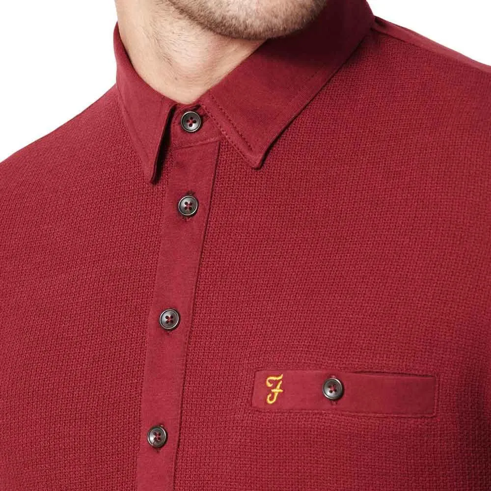 Farah Lester Short Sleeve Polo Shirt - Burgundy