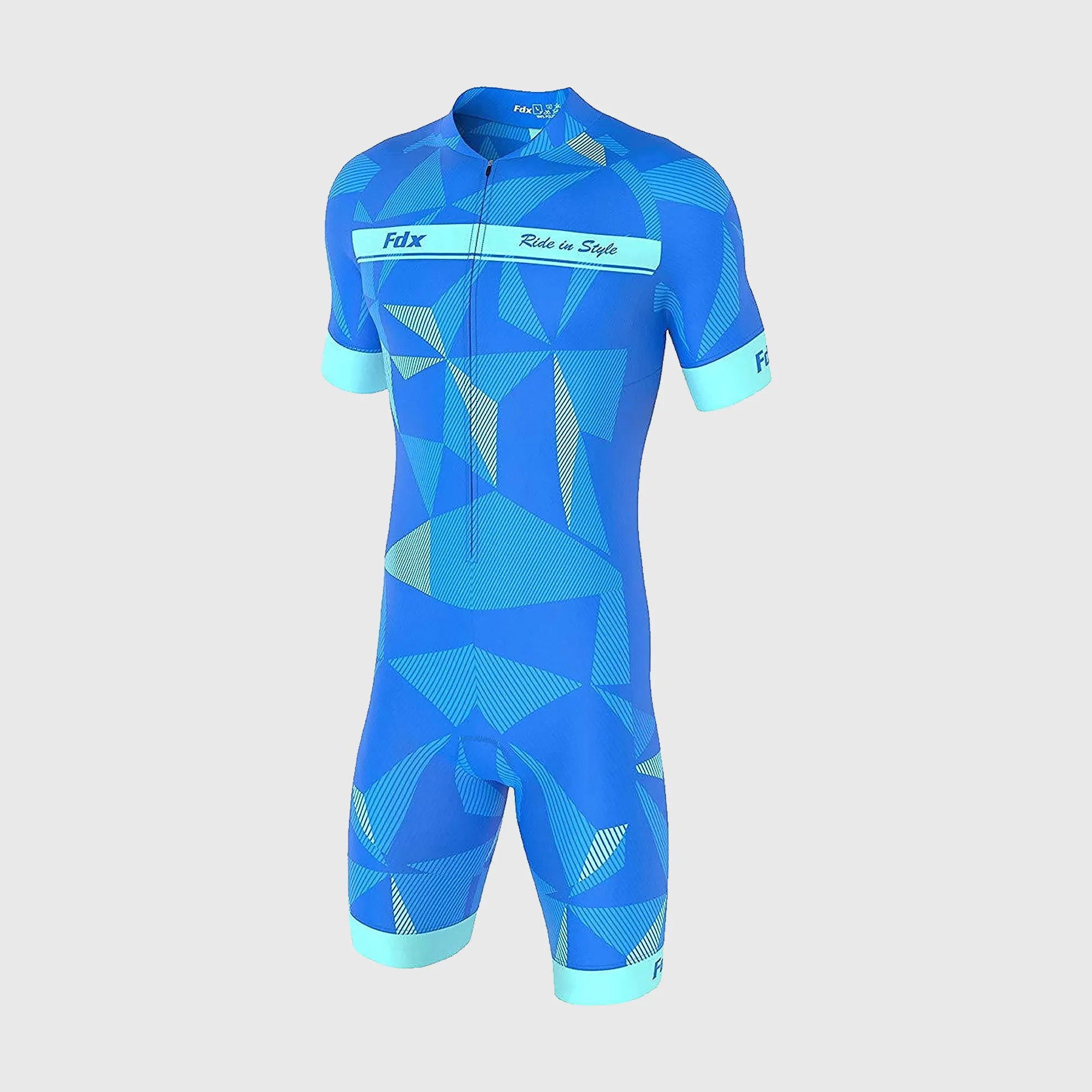 Fdx Splinter Blue Men's & Boy's Padded Triathlon / Skin Suit