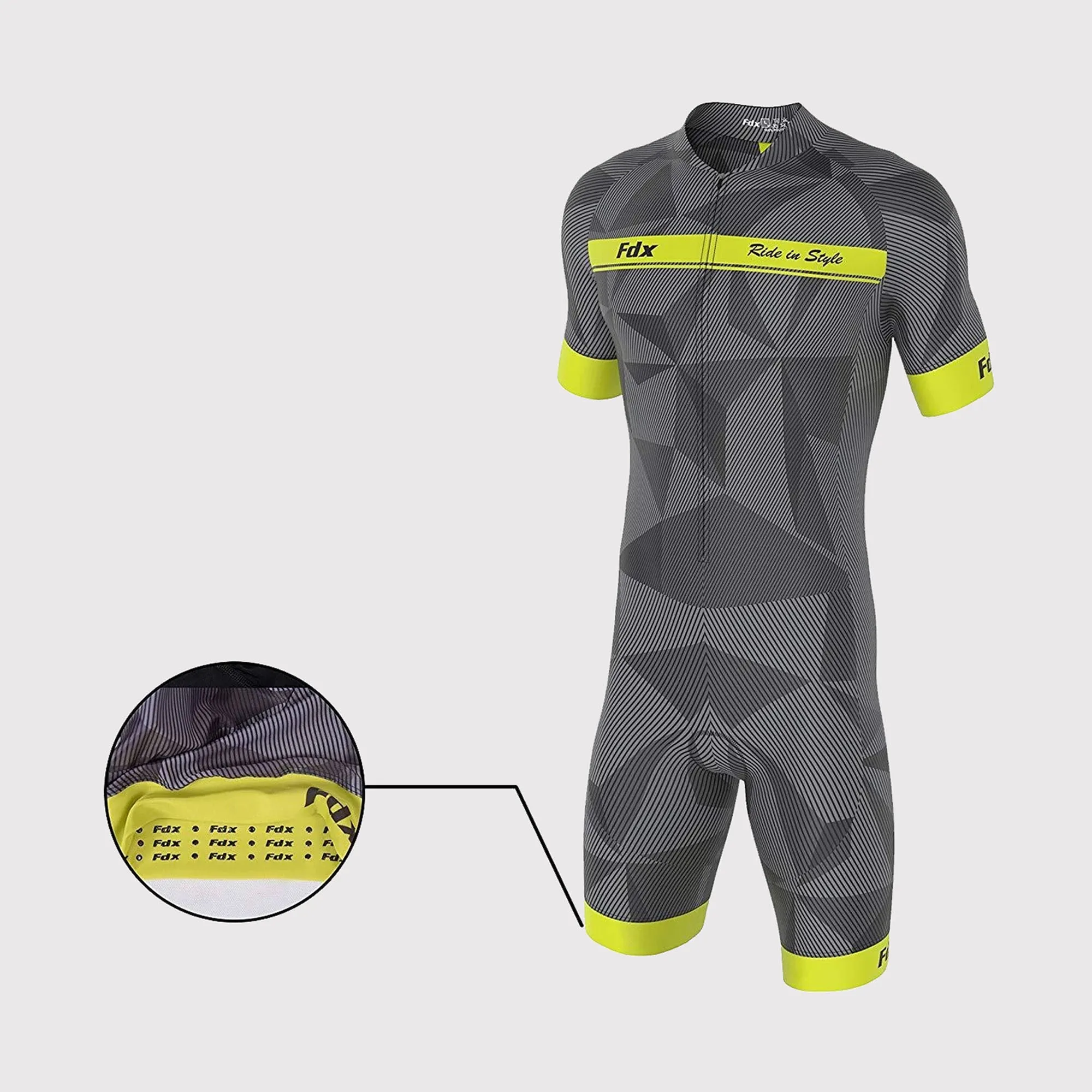 Fdx Splinter Yellow Men's & Boy's Padded Triathlon / Skin Suit