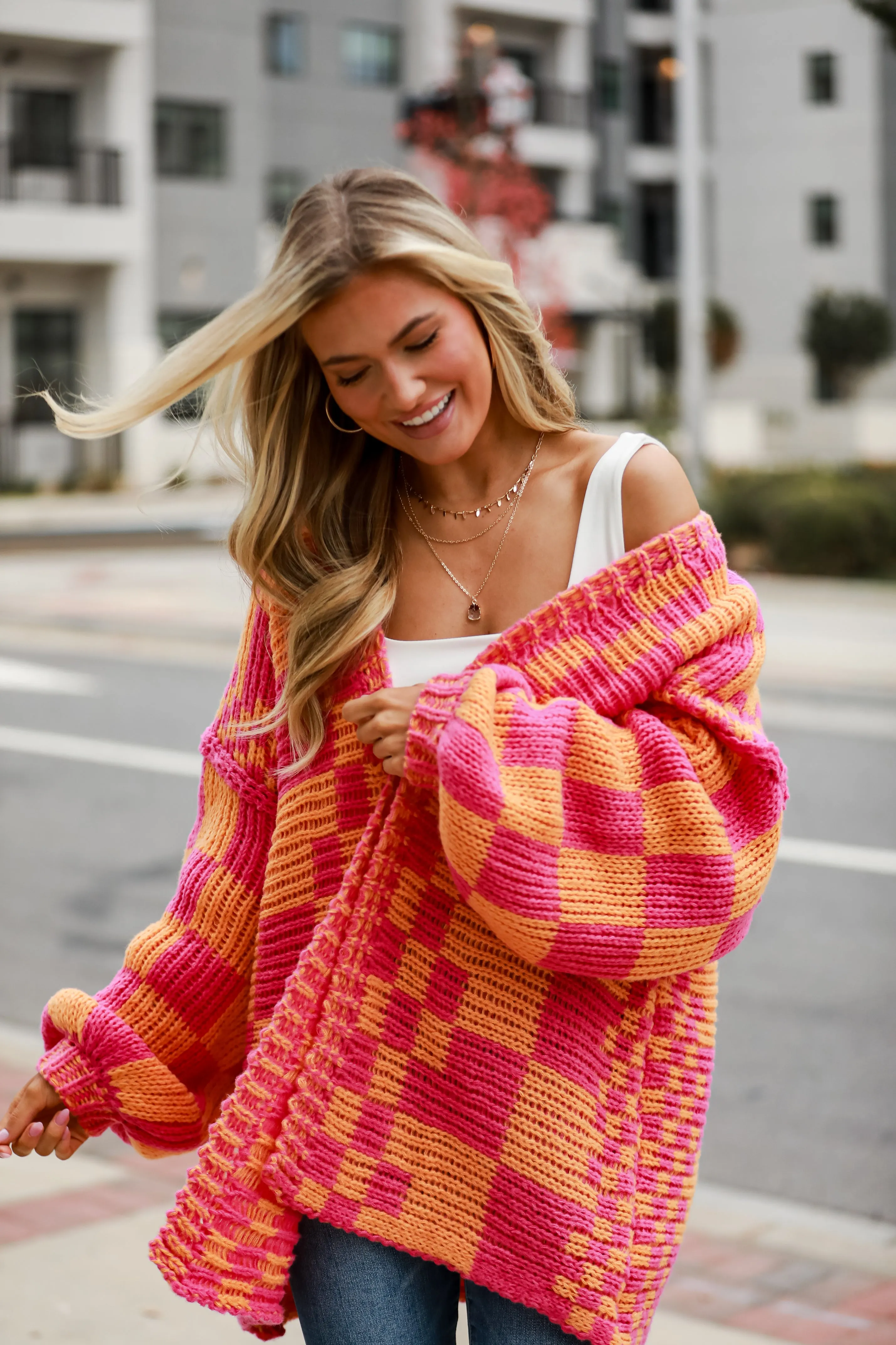 FINAL SALE - Sweet Nothing Checkered Sweater Cardigan