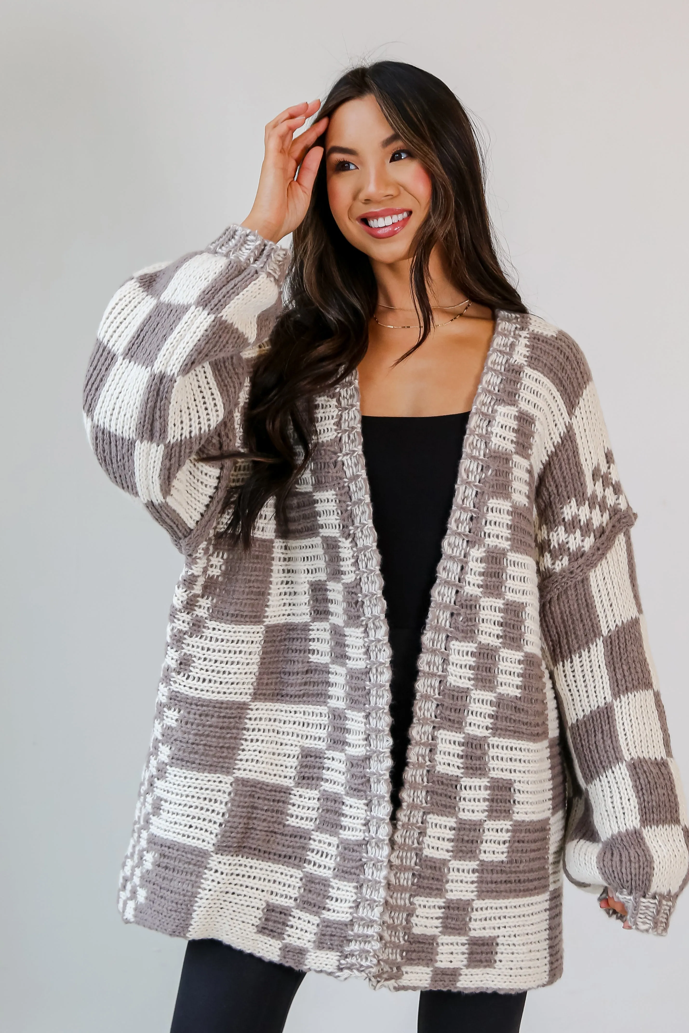 FINAL SALE - Sweet Nothing Checkered Sweater Cardigan