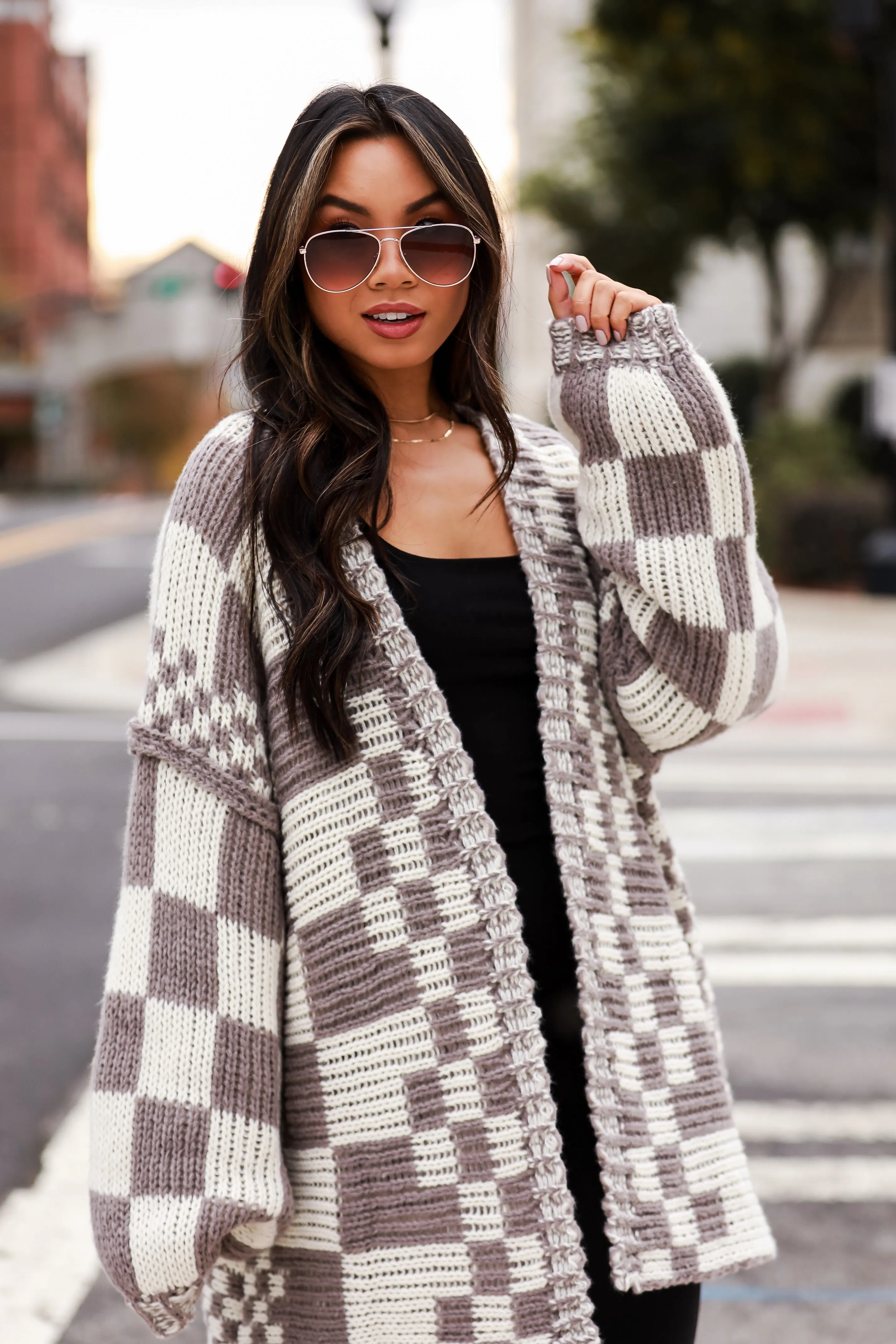 FINAL SALE - Sweet Nothing Checkered Sweater Cardigan