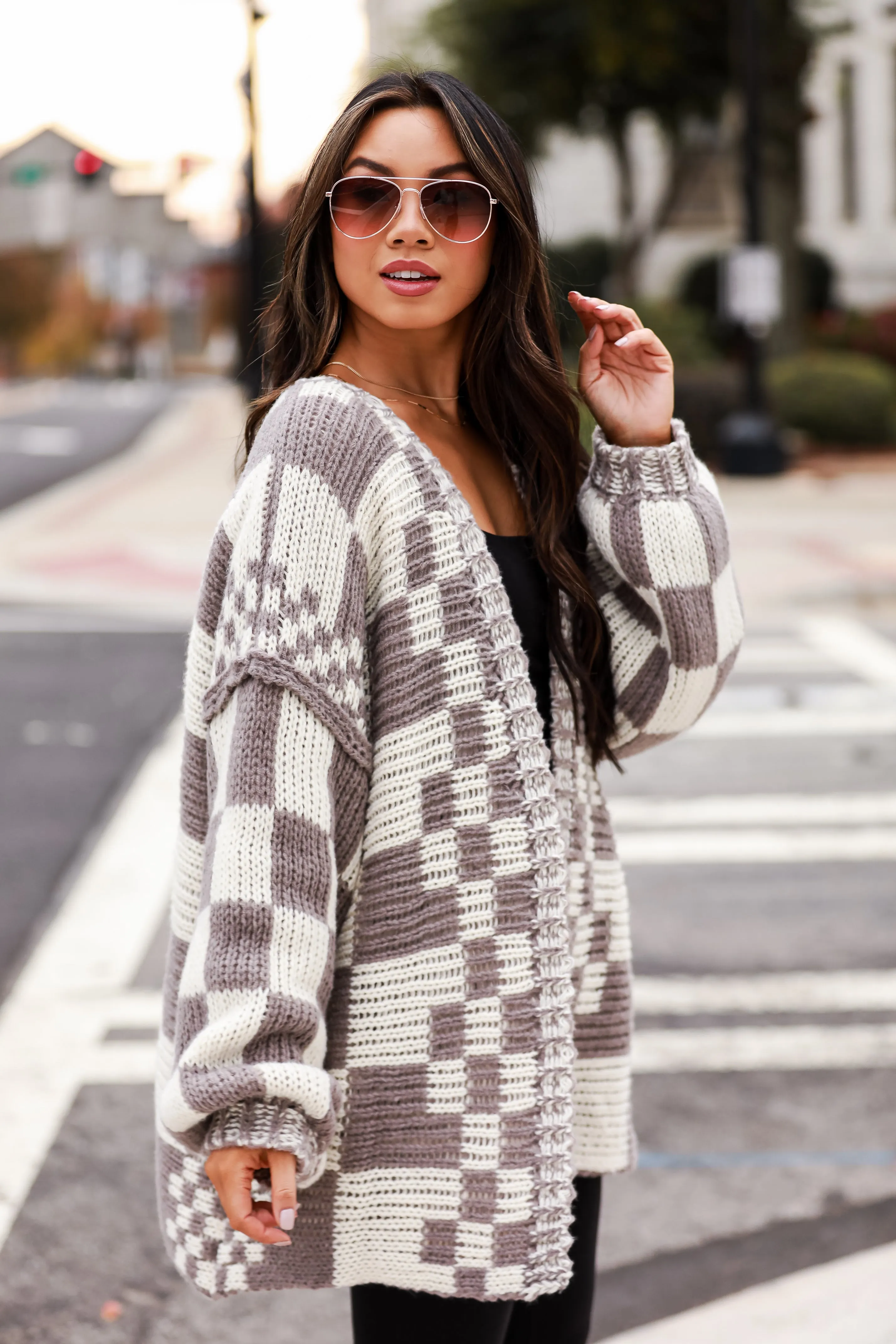 FINAL SALE - Sweet Nothing Checkered Sweater Cardigan