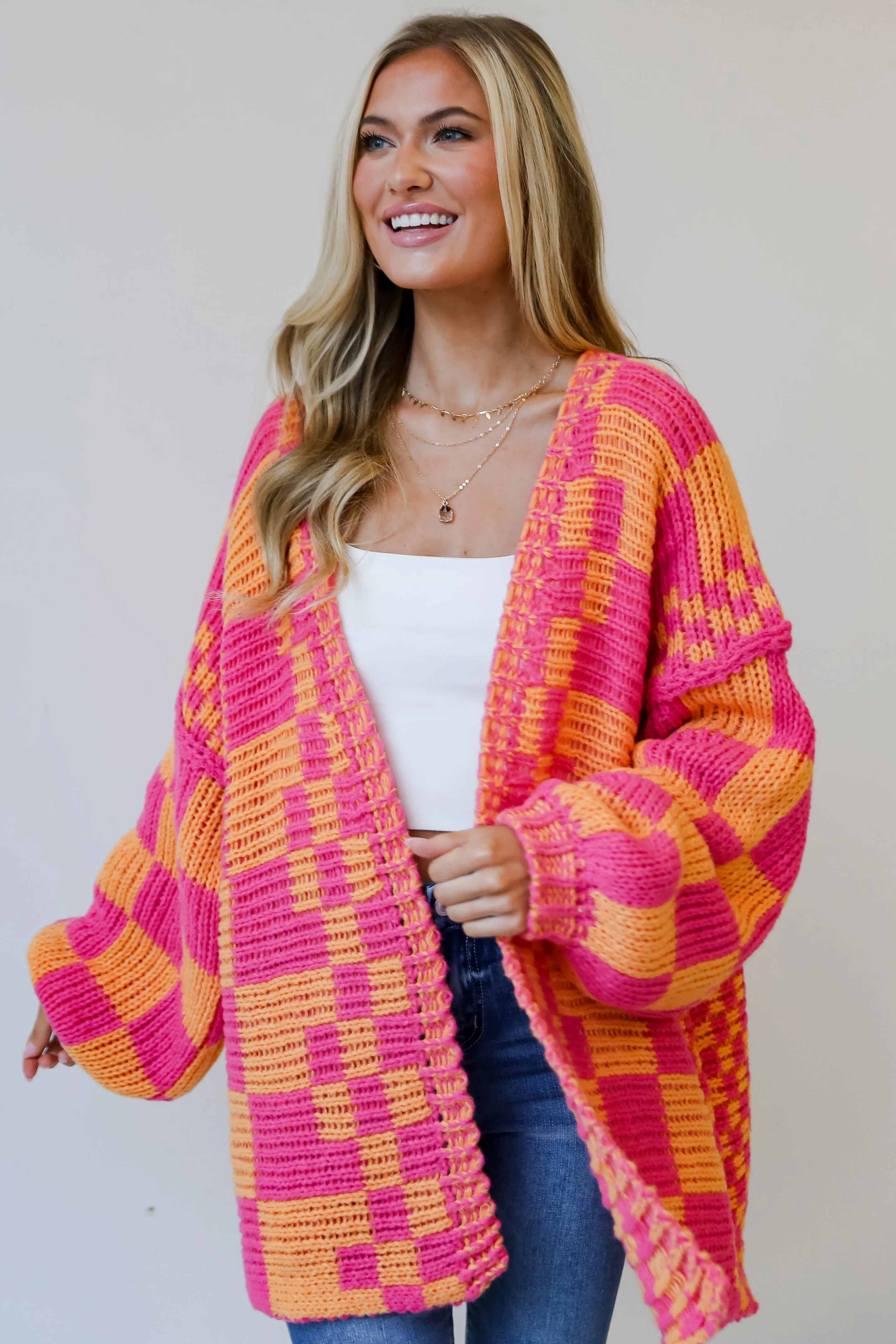 FINAL SALE - Sweet Nothing Checkered Sweater Cardigan