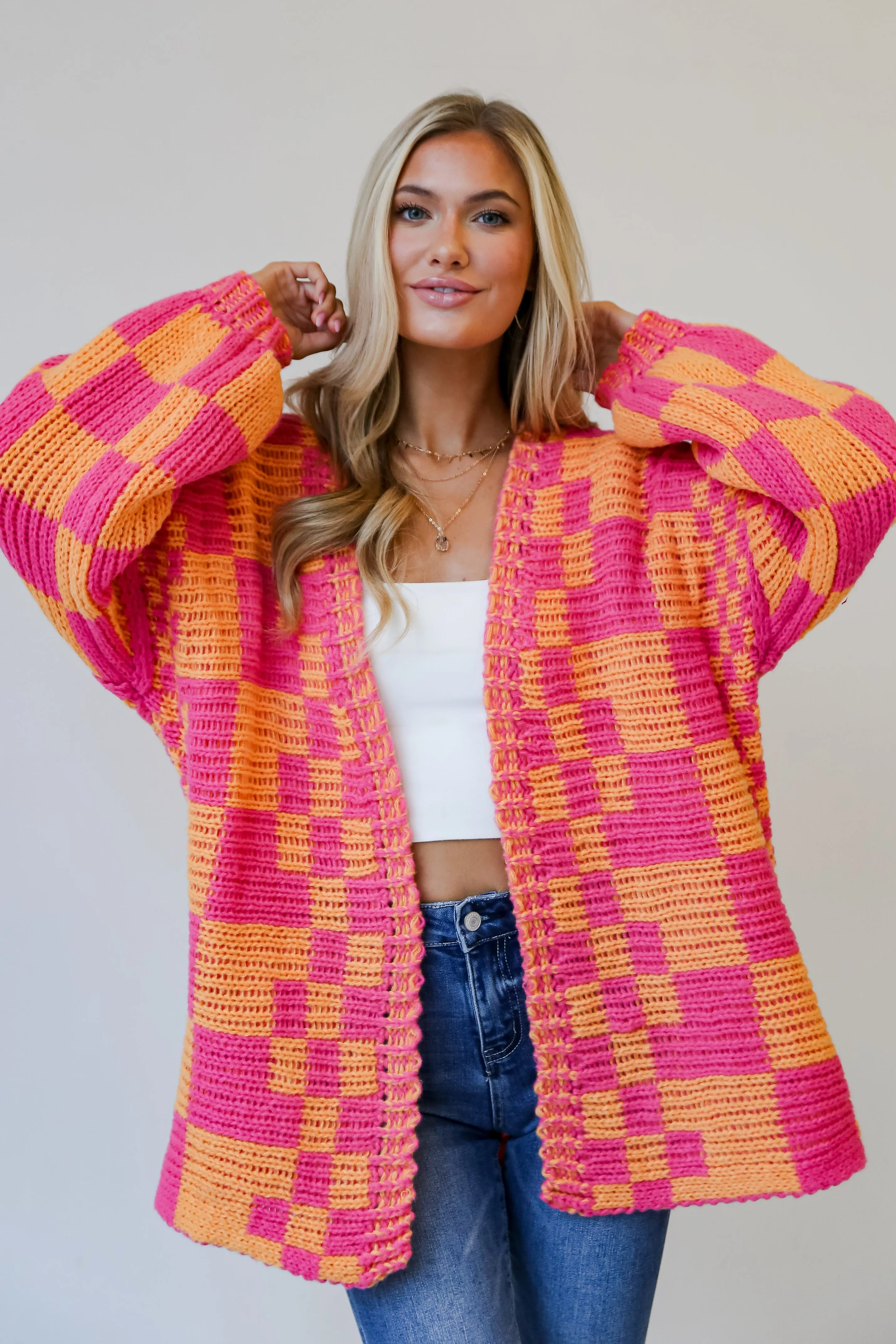 FINAL SALE - Sweet Nothing Checkered Sweater Cardigan