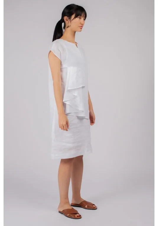 Fuzuki Fold Dress in White