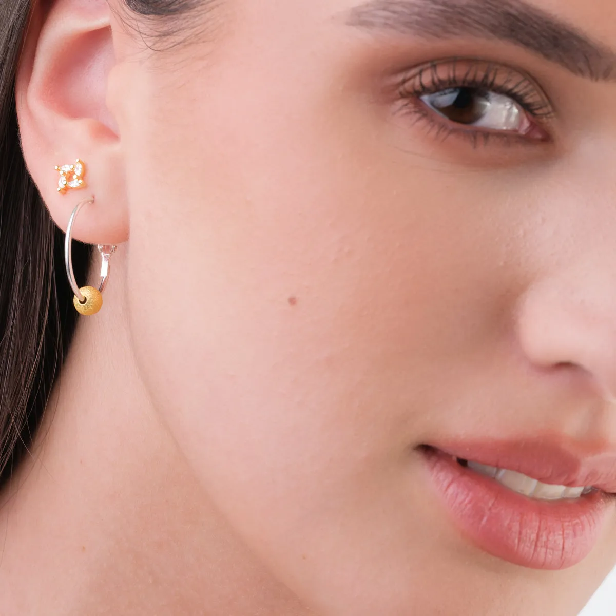 Gold Bead Hoop Earrings