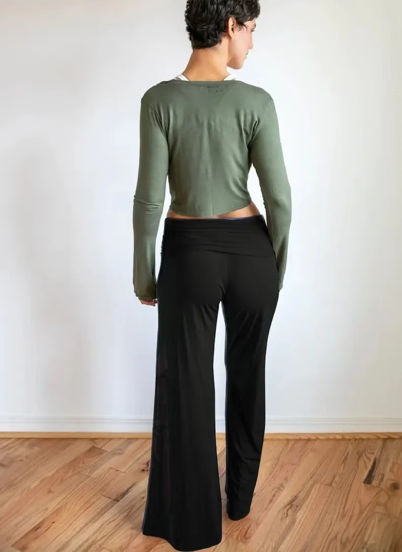 High Waist Straight Leg Fold Over Palazzo Pant