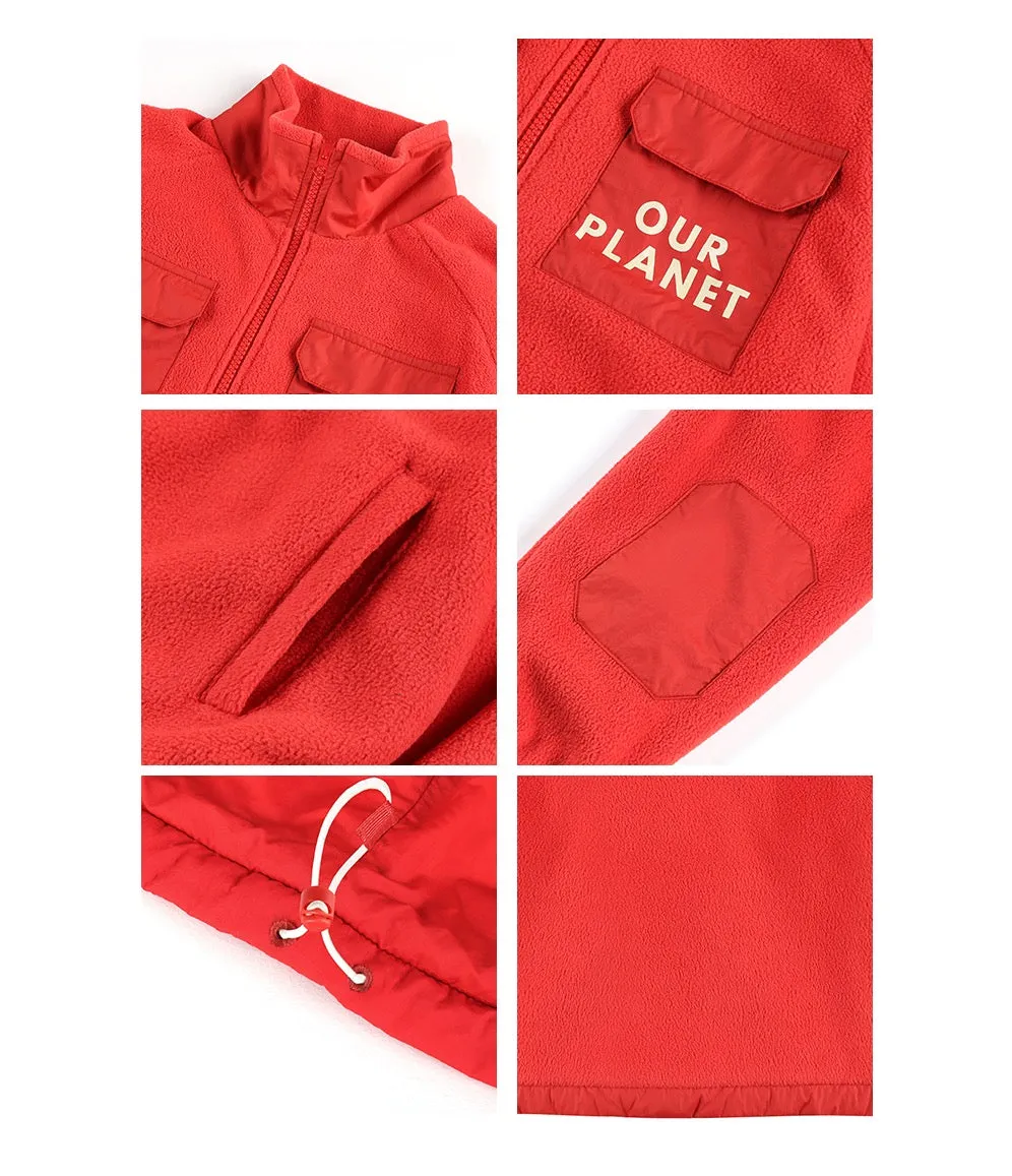 Jelly Mallow Our Planet  Fleece Zip-up Jacket Red