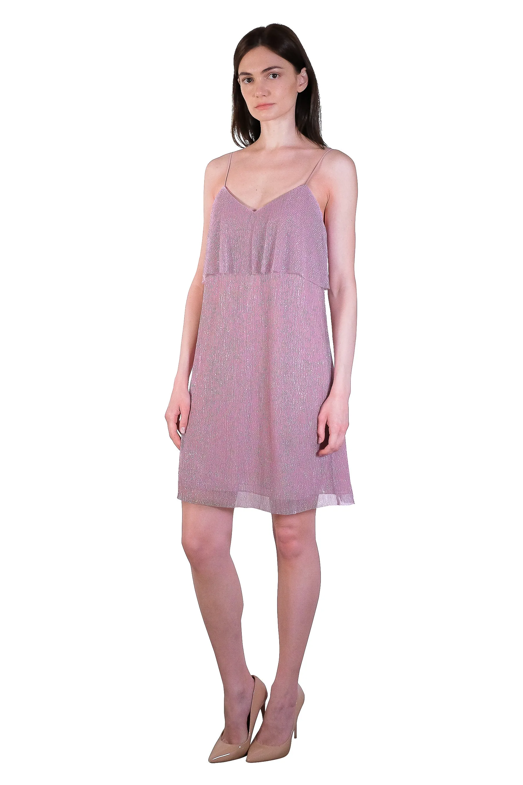 Jolena Lurex Chiffon Dress