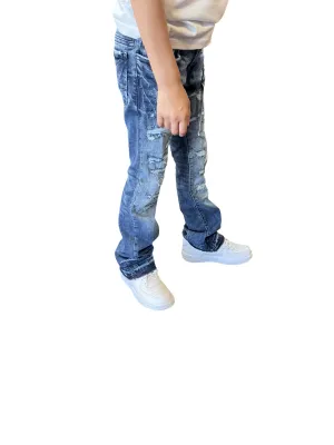 Jordan Craig - Kids Jeans - Ripped Stacked - Dark Blue