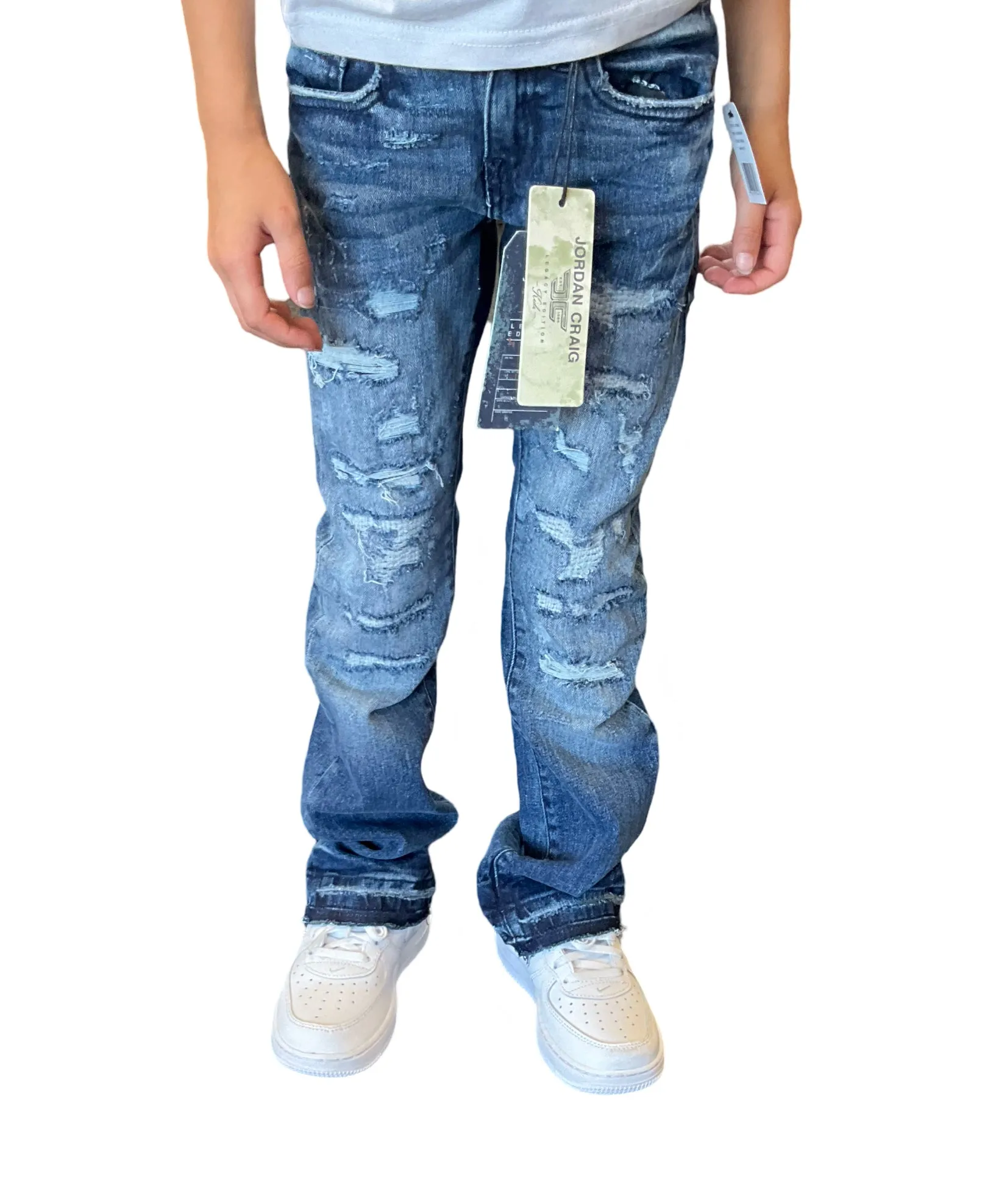 Jordan Craig - Kids Jeans - Ripped Stacked - Dark Blue