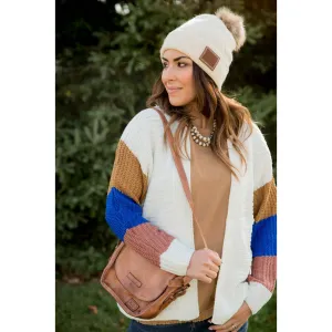 Knit Color Blocked Sleeve Cardigan