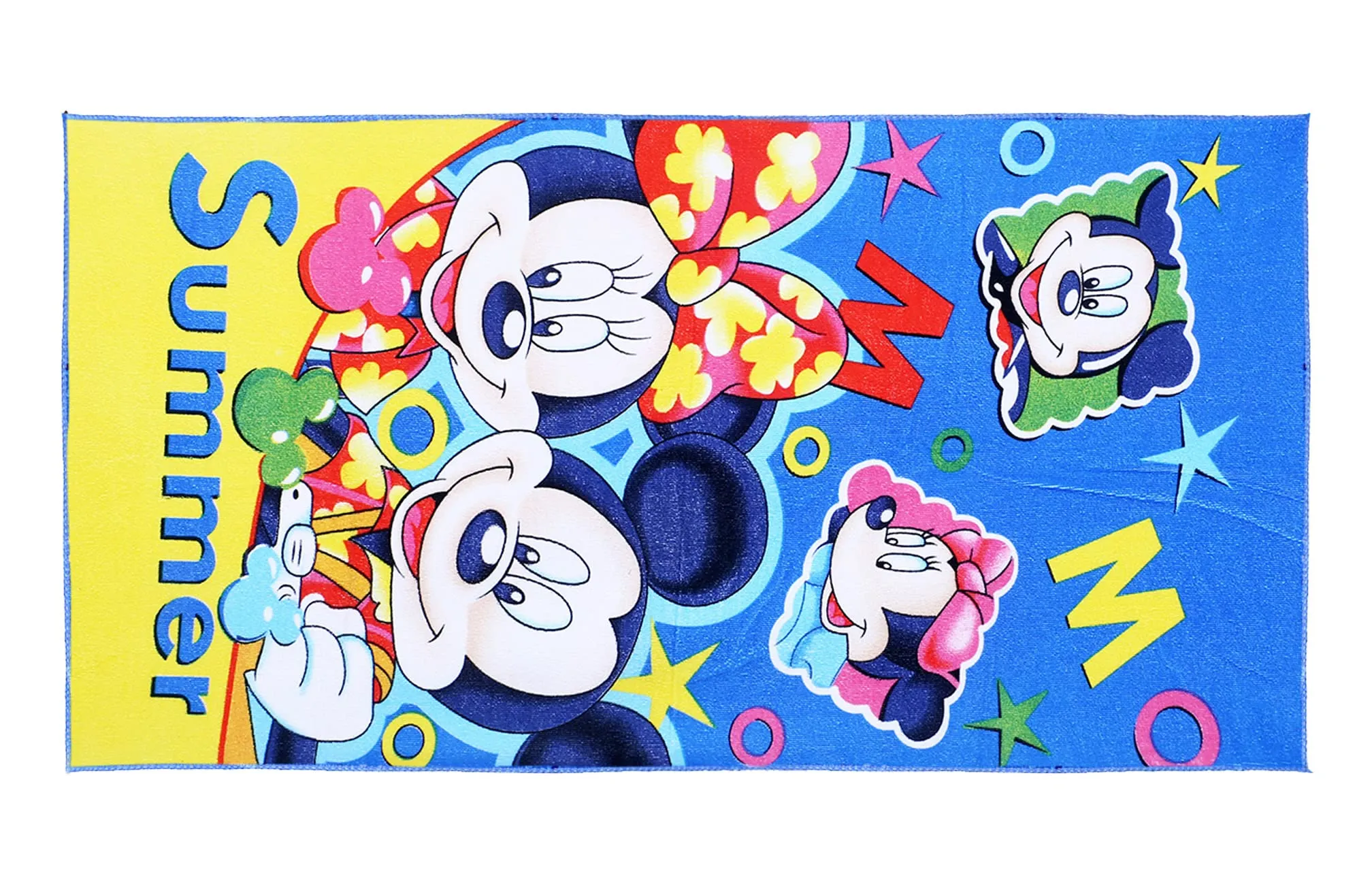 Kuber Industries Disney Summer Mickey Kids Bath Towel|Soft Cotton Towel for Kids|Sides Stitched Baby Towel|400 GSM Toddler Bath Towel|24x48 Inch (Multi)