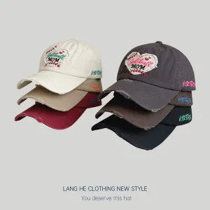 Letter Love Baseball Cap Women's Fashion Versatile Washed Soft Top Embroidered Peaked Cap Spring and Autumn Casual Hat