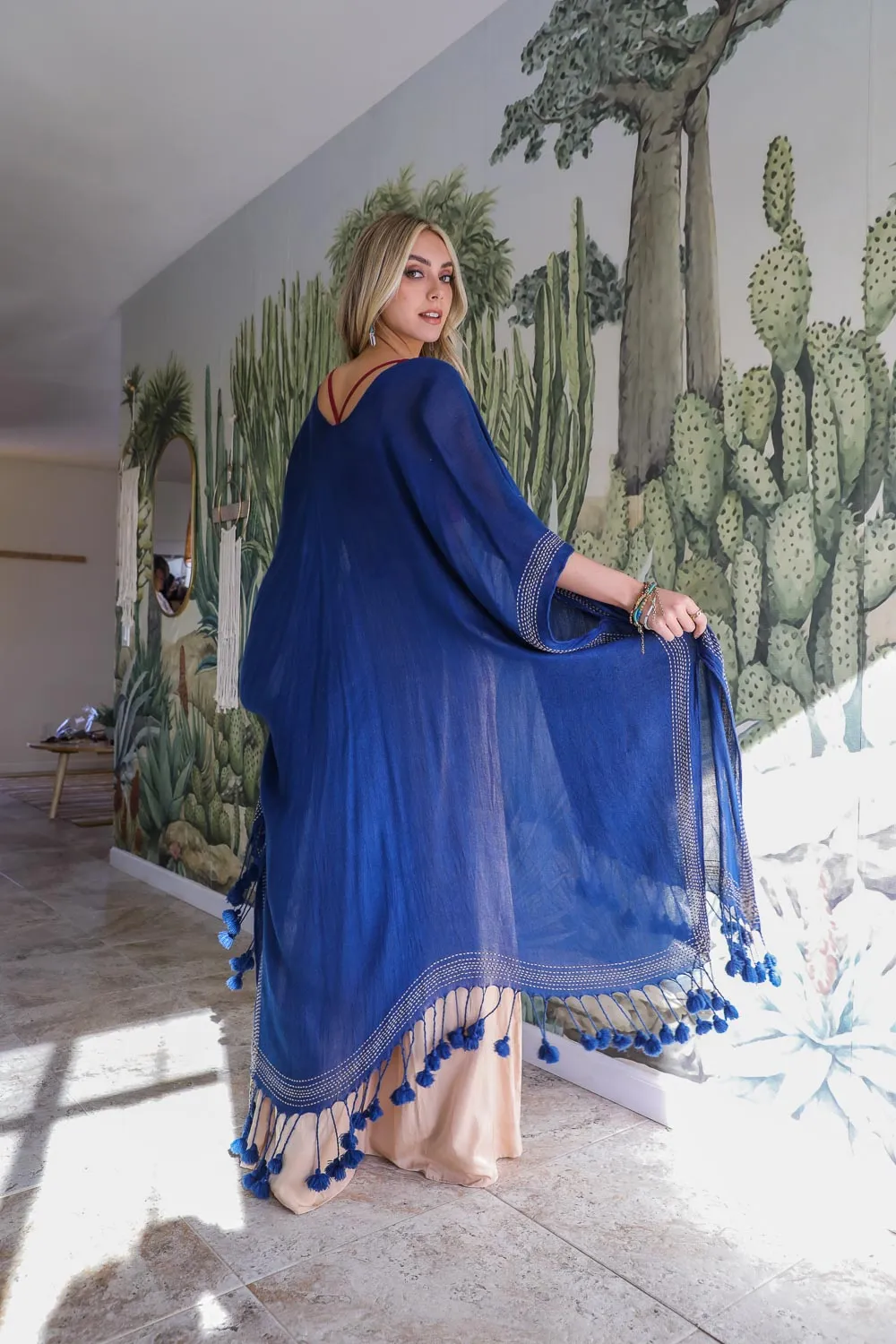 Longline Tassel Border Kimono