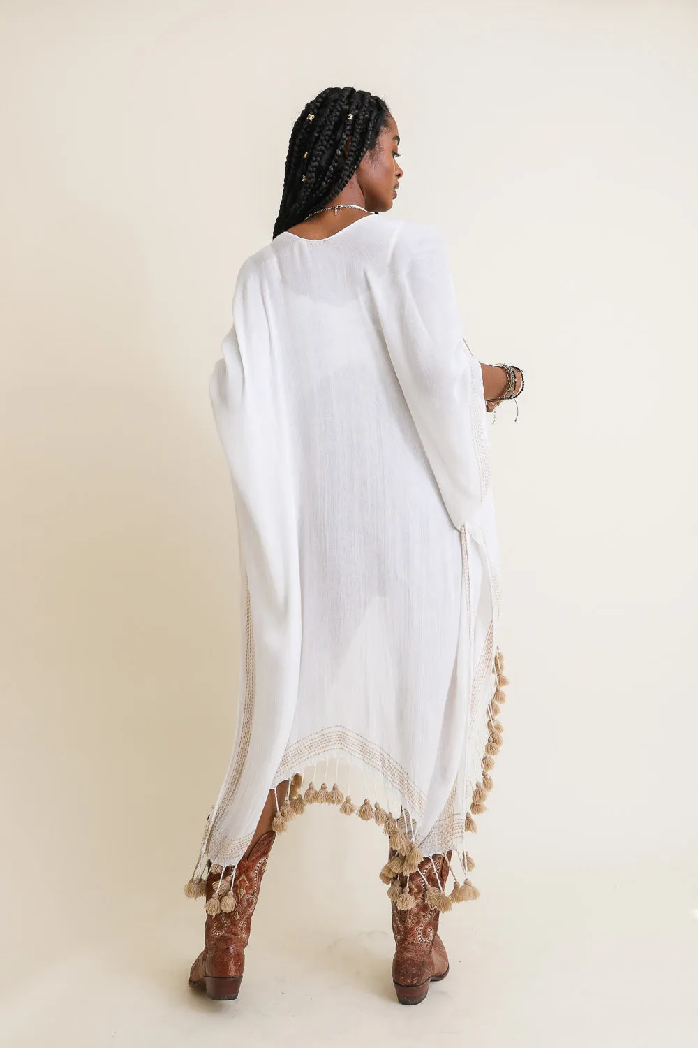 Longline Tassel Border Kimono